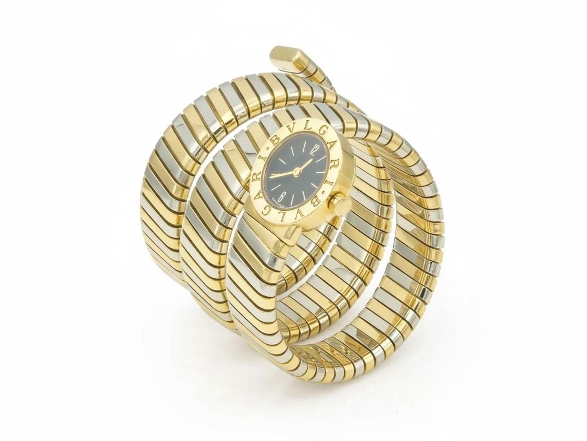 Vintage 1980s Bvlgari Two-Tone Tubogas Wrap Watch