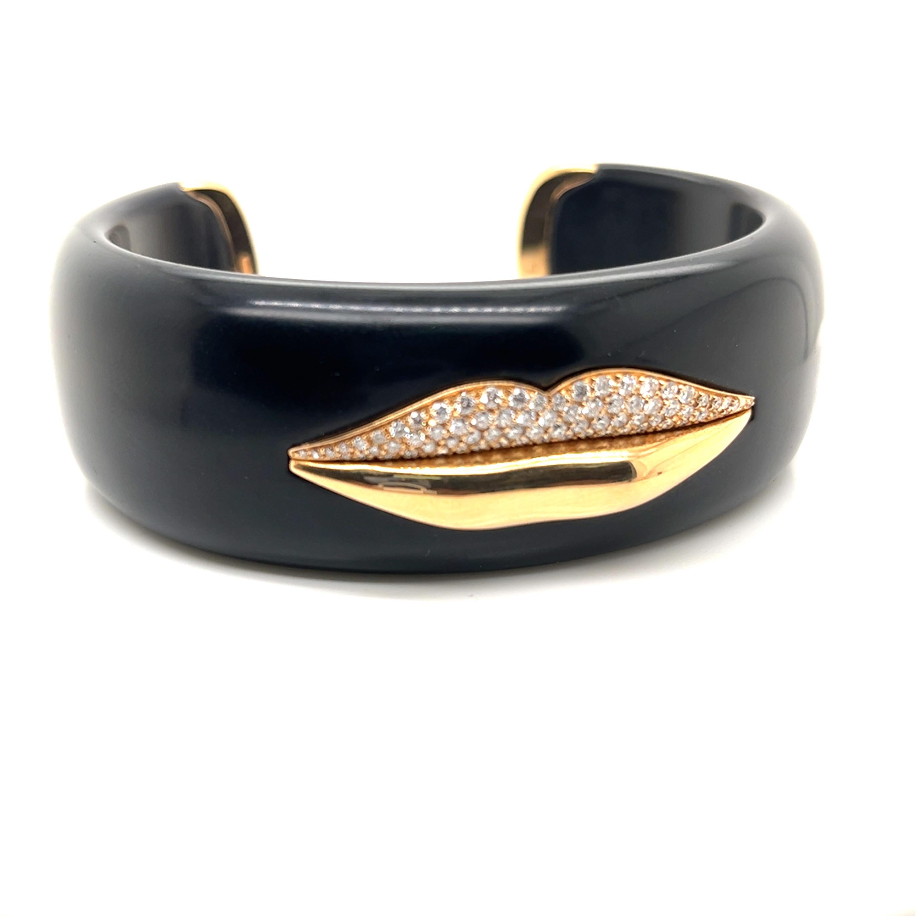 Enigma by Gianni Bulgari: Diamond Lips Bangle in Gold & Wood