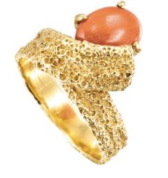French 1970s Textured Coral Ring in 18K Gold