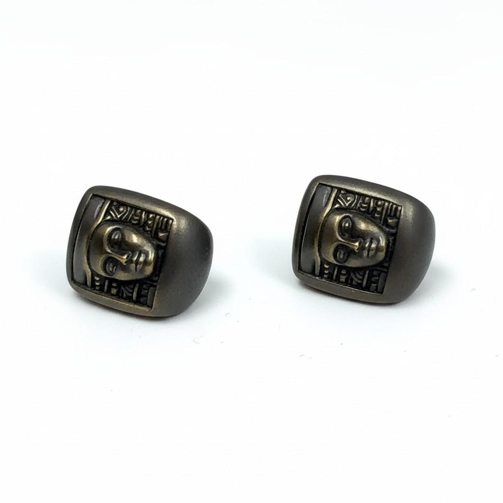 K. Kord Sculpted Face Gold Earclips United States, Circa 1990