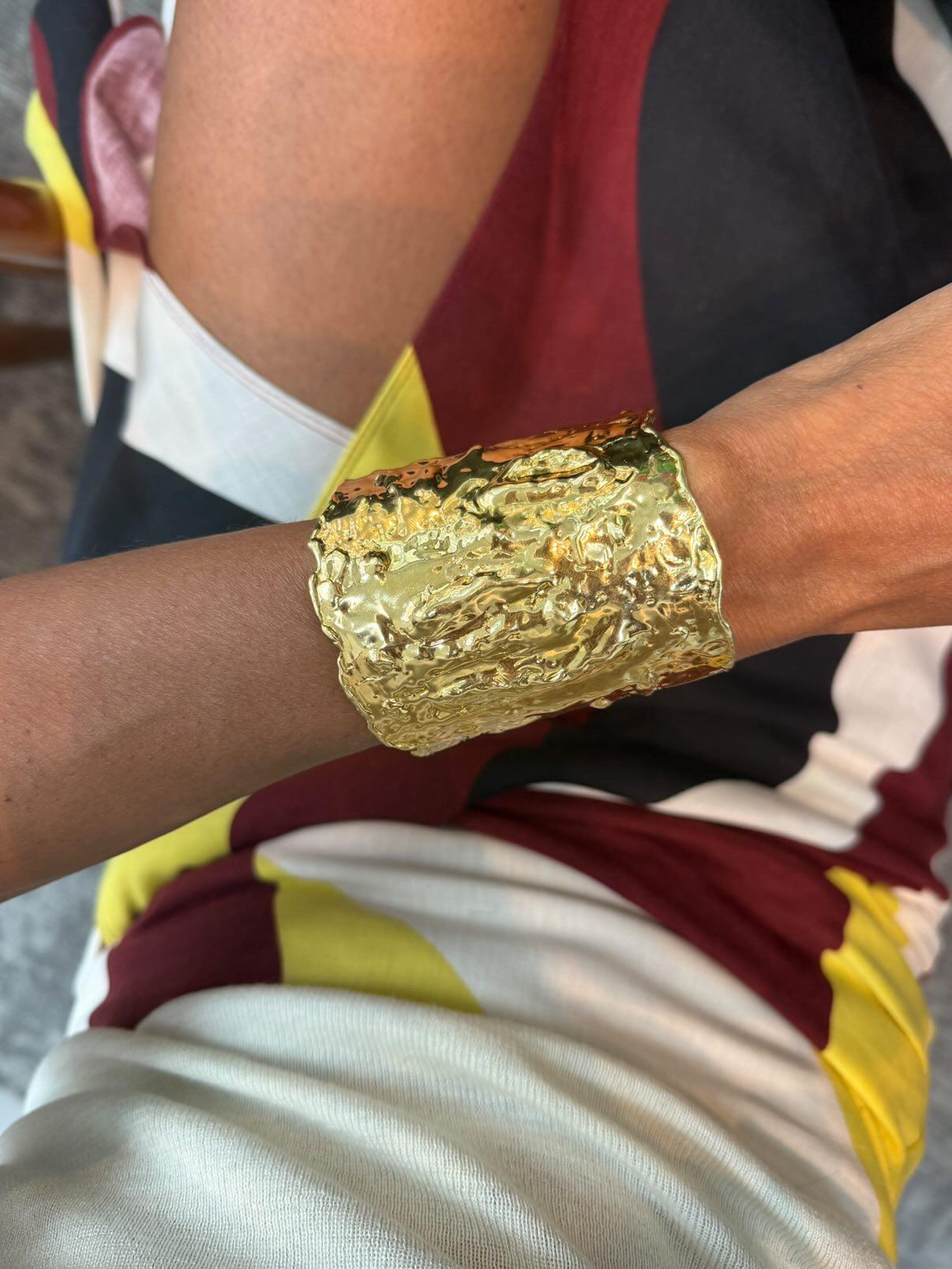 Vintage Van Cleef & Arpels “Manchette” Hammered Gold Cuff Bracelet
