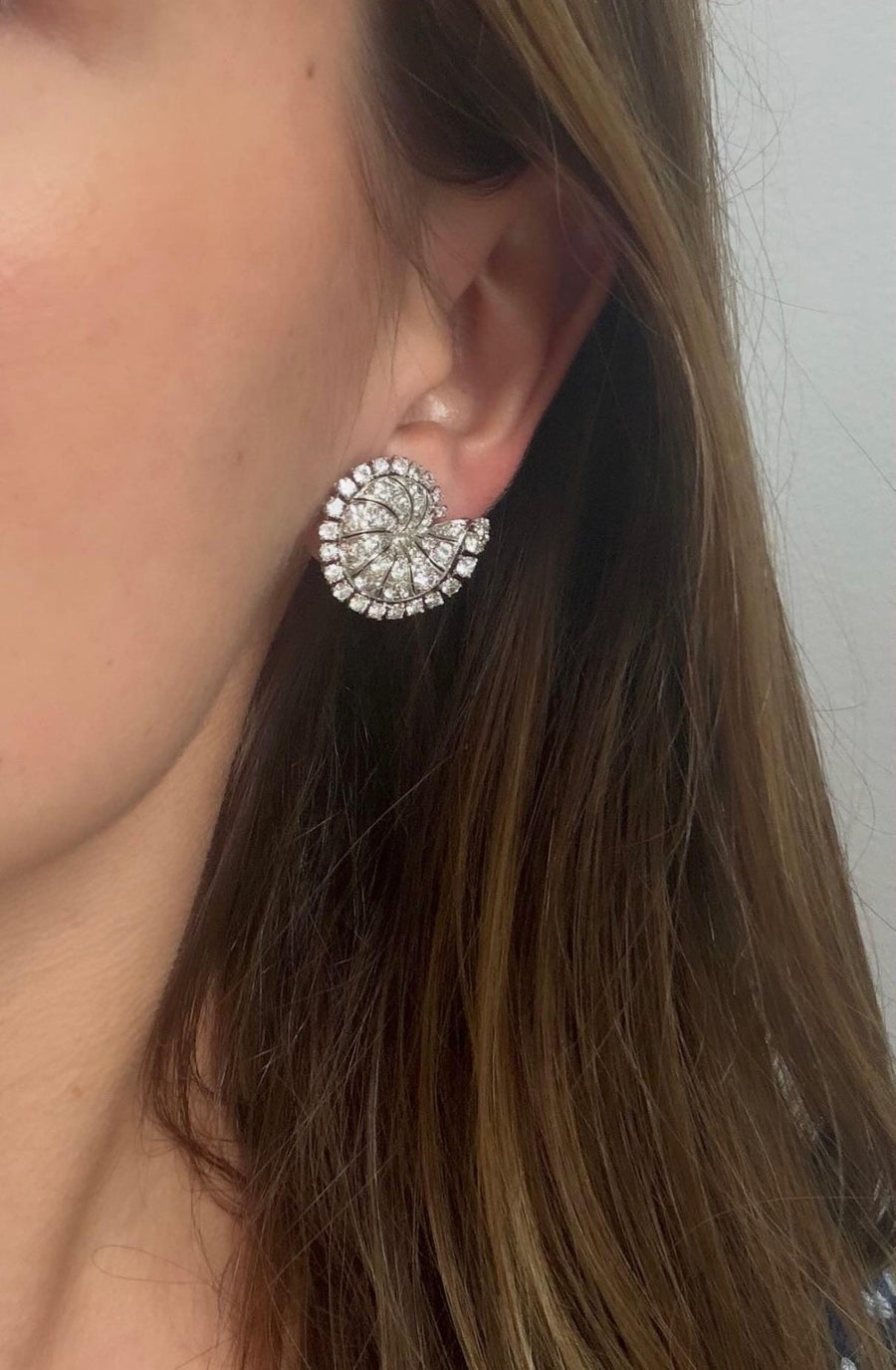 Chaumet Platinum and Diamond Swirl Earrings, second view
