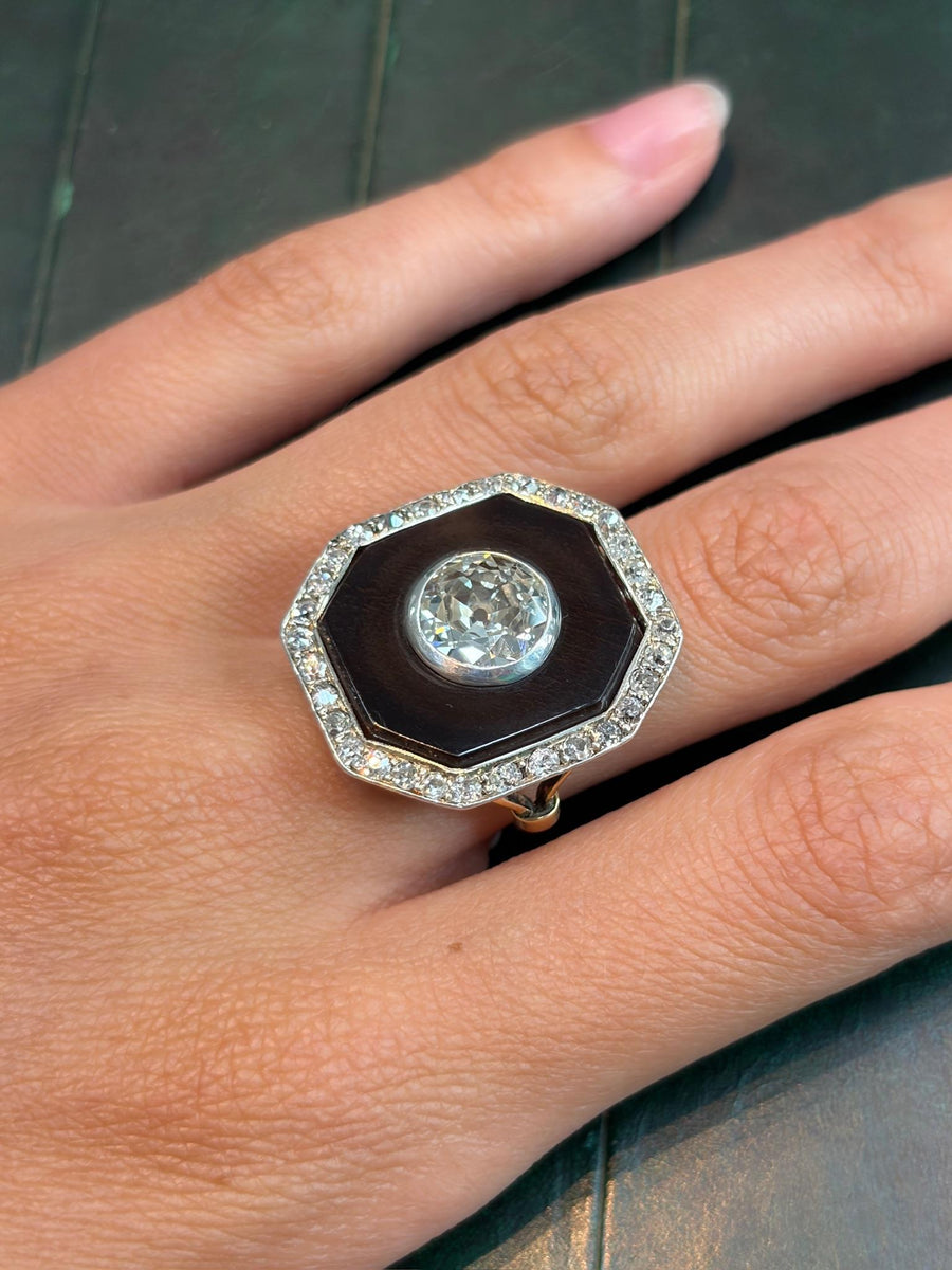 Belle Epoque Onyx and Diamond Ring, second view