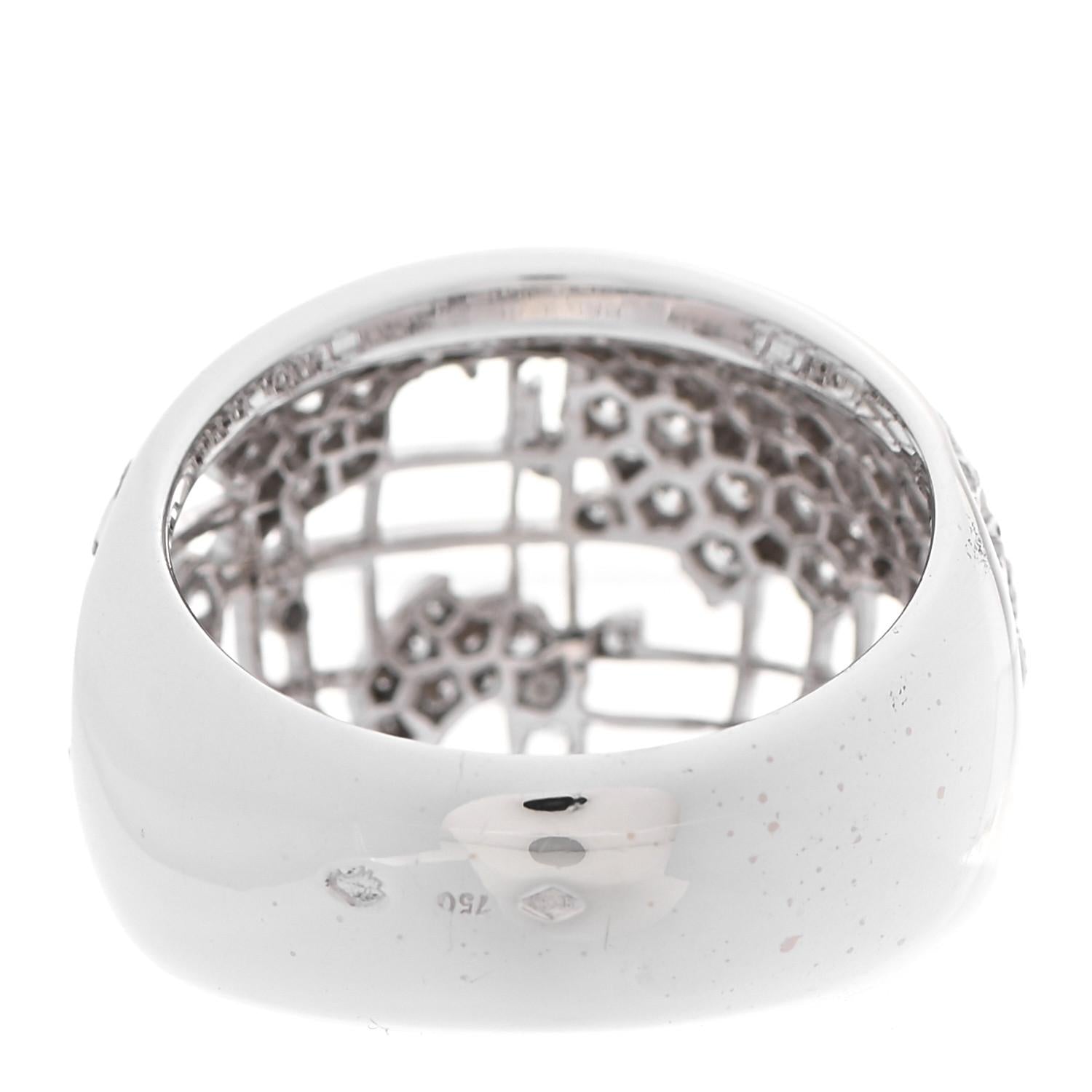 Chanel 18K White Gold Diamond World Map Ring