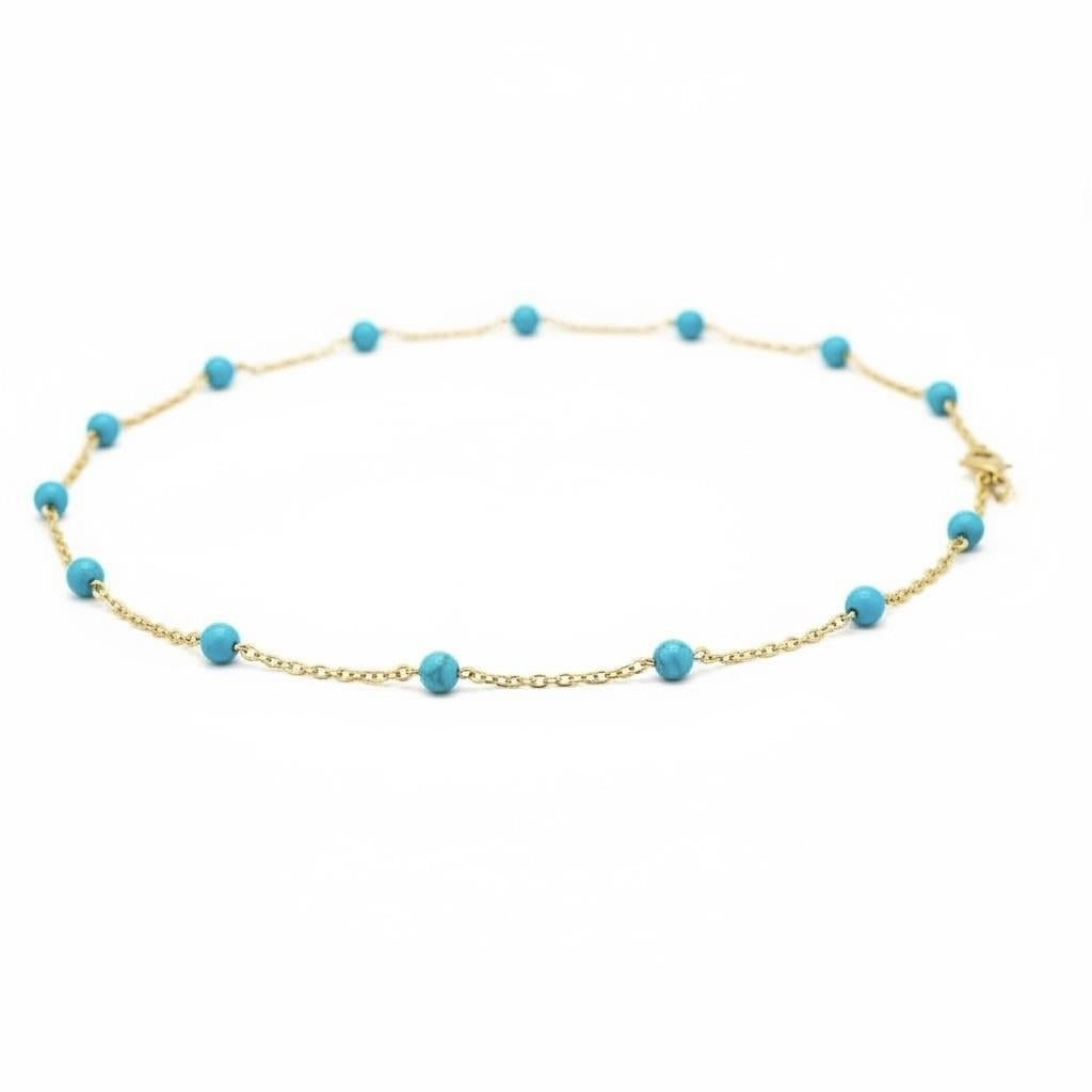 Italian Turquoise and Gold Chain Necklace