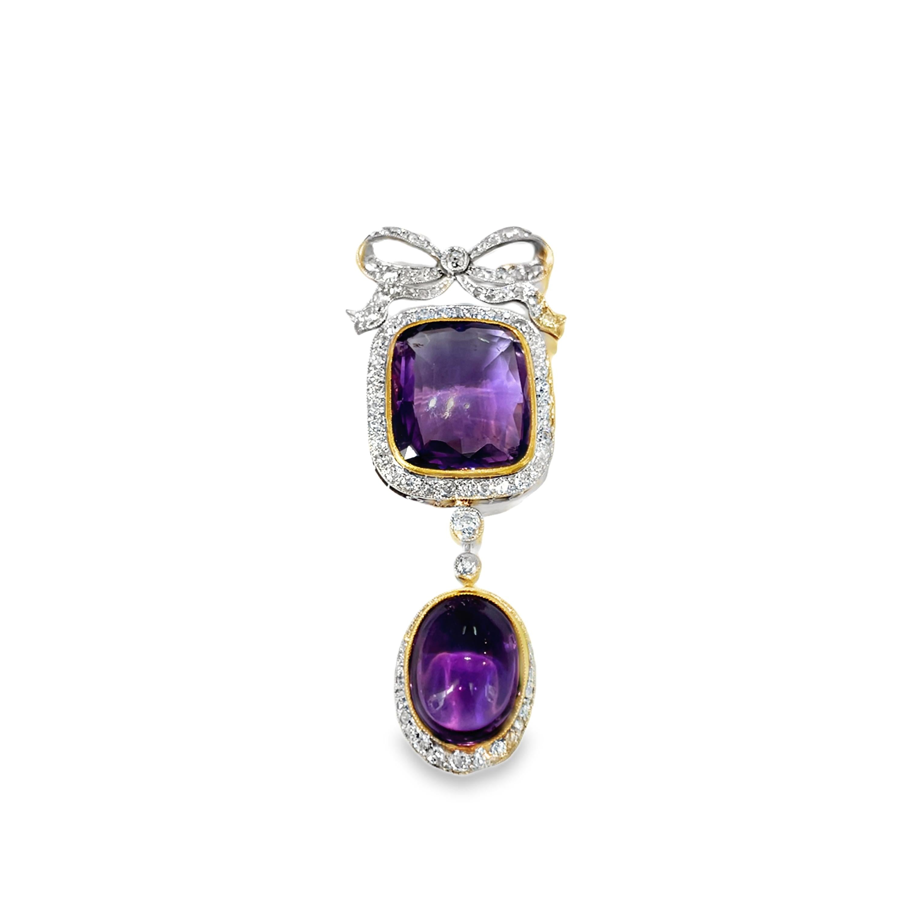 Platinum Belle Epoque Amethyst Diamond Pendant