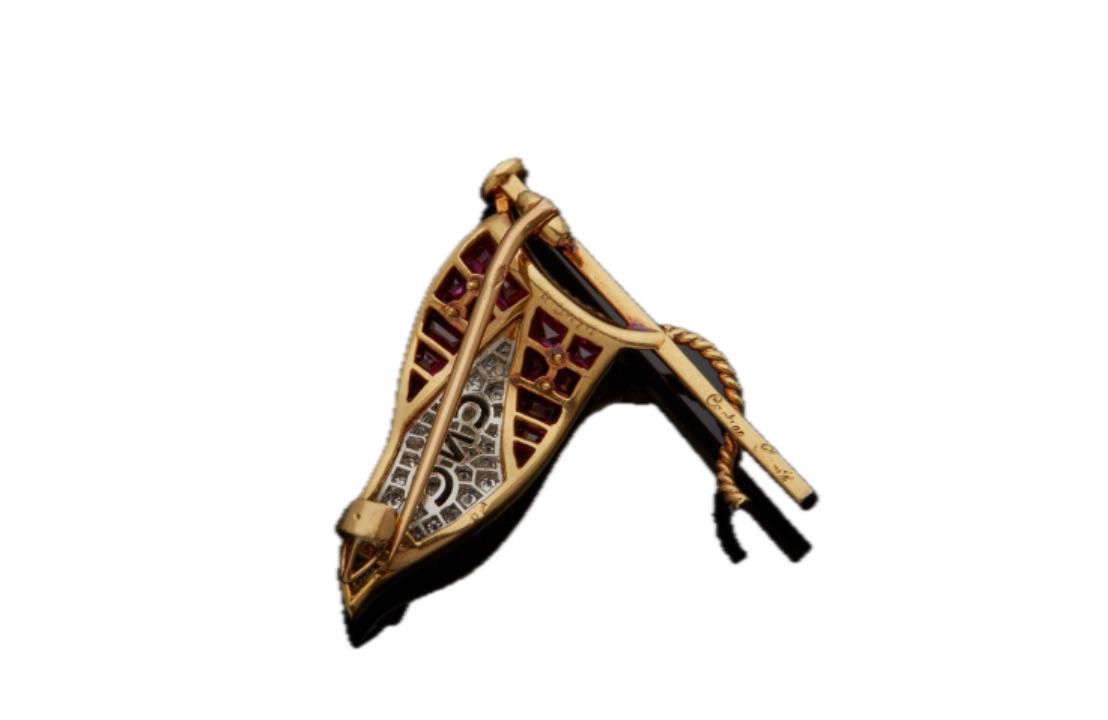 18K Cartier Ruby and Diamond Cartier Nautial Club Flag Brooch