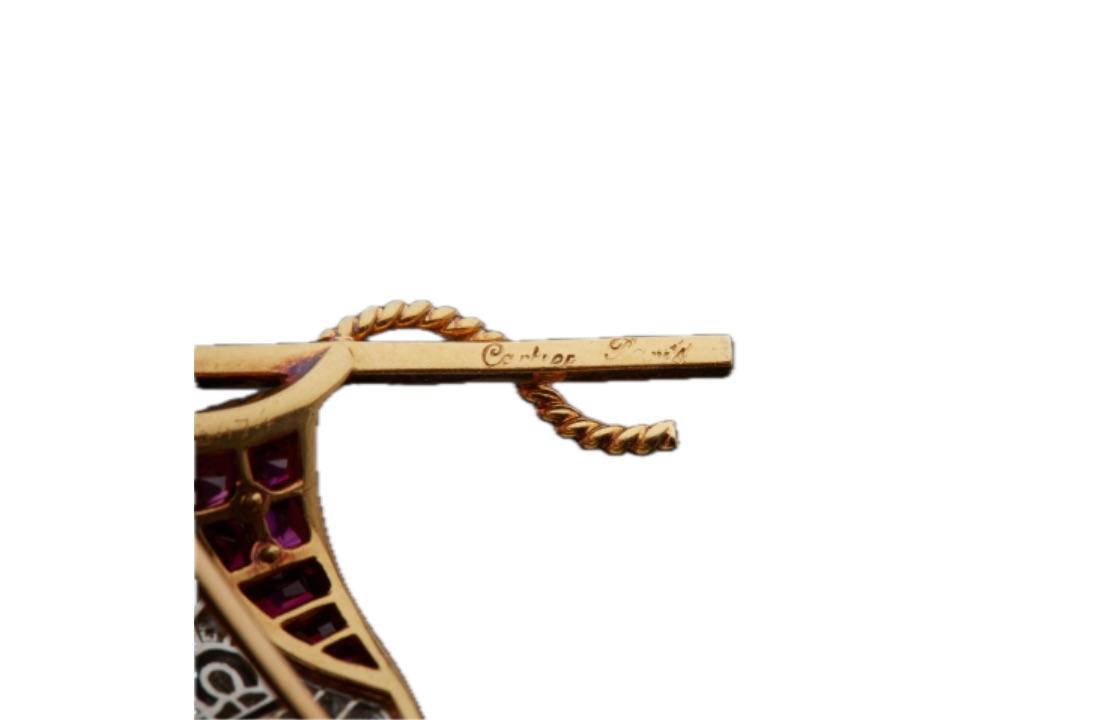 18K Cartier Ruby and Diamond Cartier Nautial Club Flag Brooch