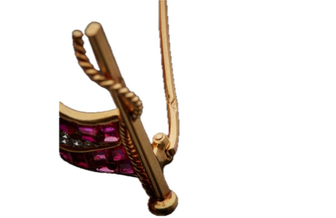 18K Cartier Ruby and Diamond Cartier Nautial Club Flag Brooch