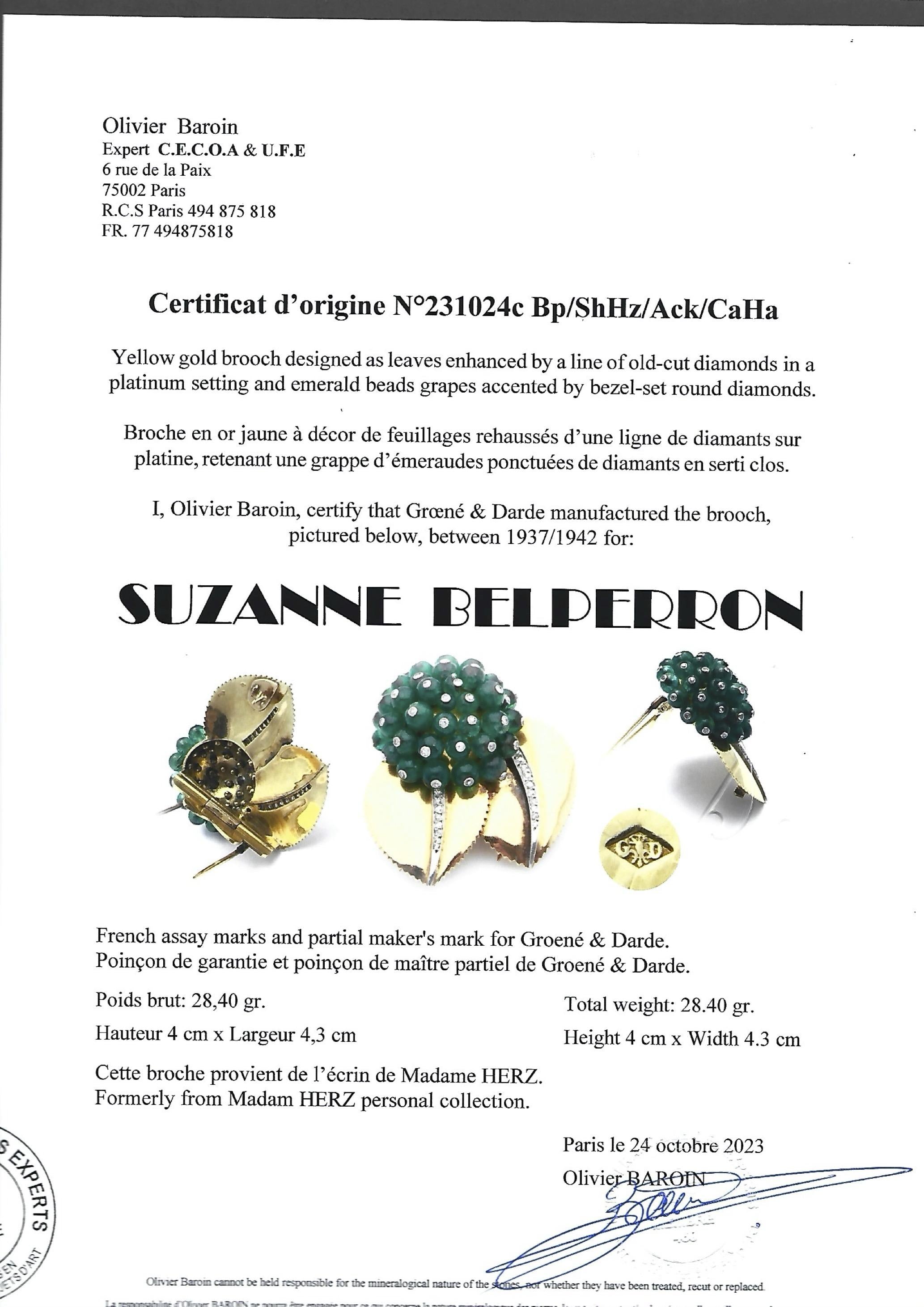 A corsage clip “Groseilliers” in platinum and yellow gold