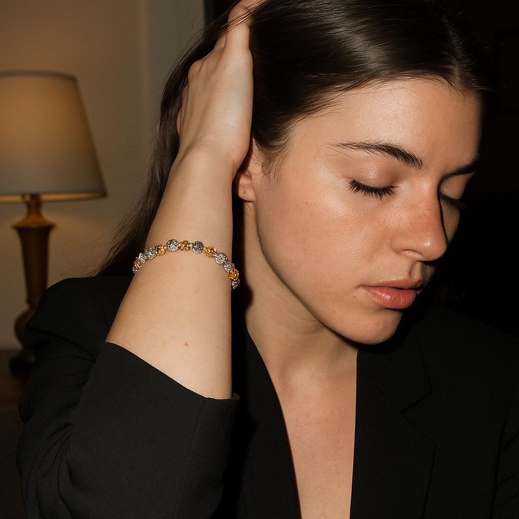 Favaro Diamond Bead Bracelet in 18K Yellow and White Gold