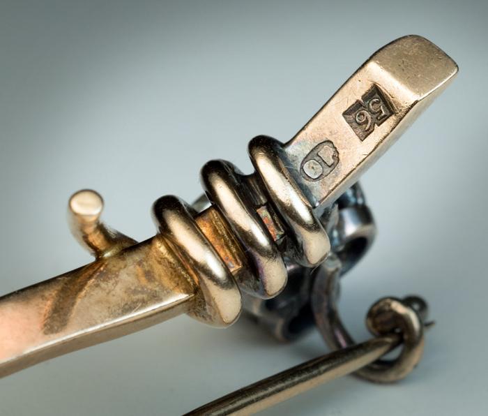 FABERGE Antique Turquoise and Diamond Brooch