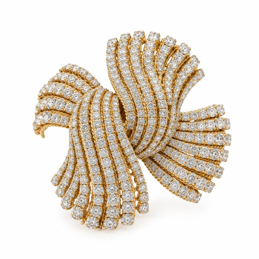 David Webb Diamond Cross Brooch in 18K Yellow Gold, 1960s