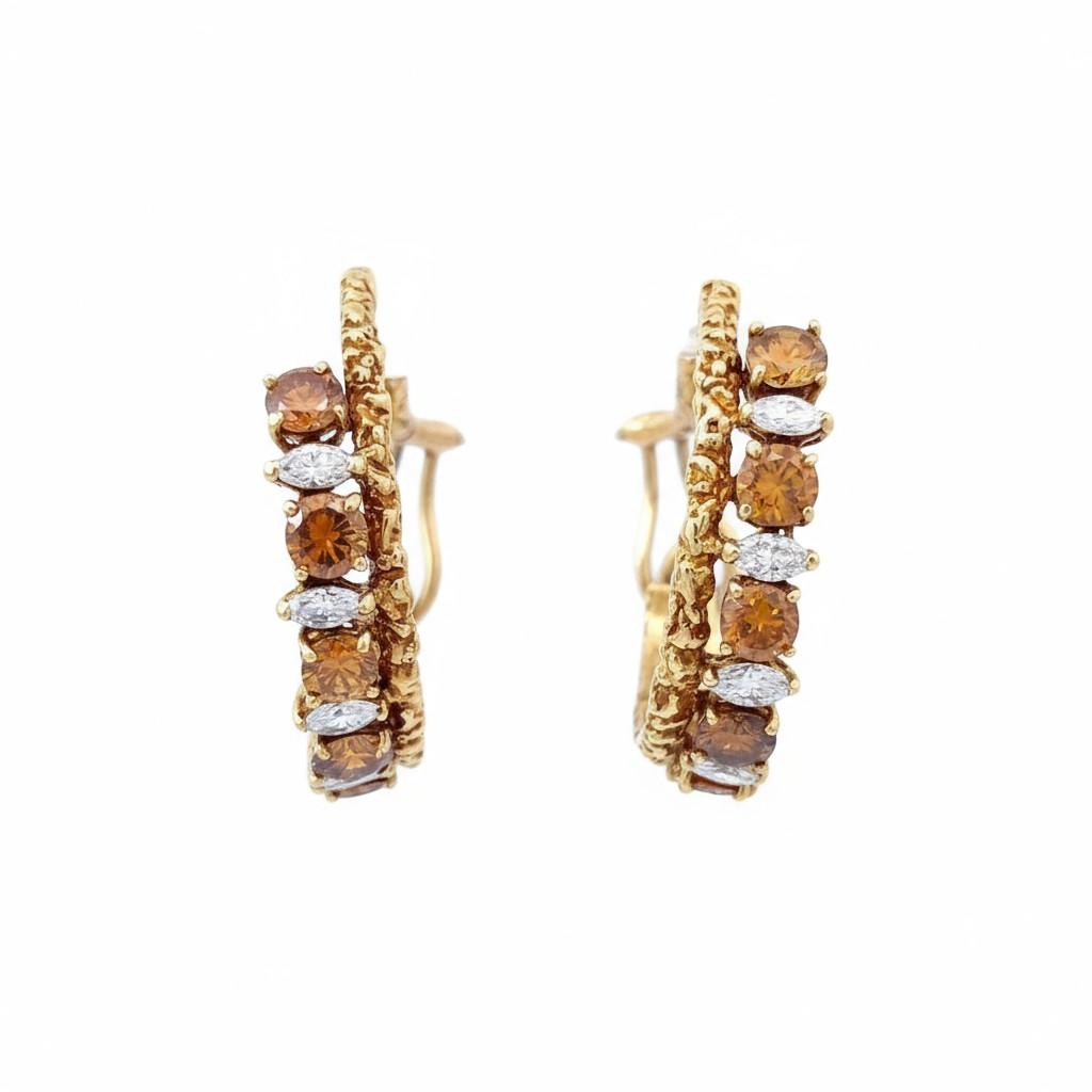 Van Cleef & Arpels Orange and White Diamond Clip Earrings, 1970s