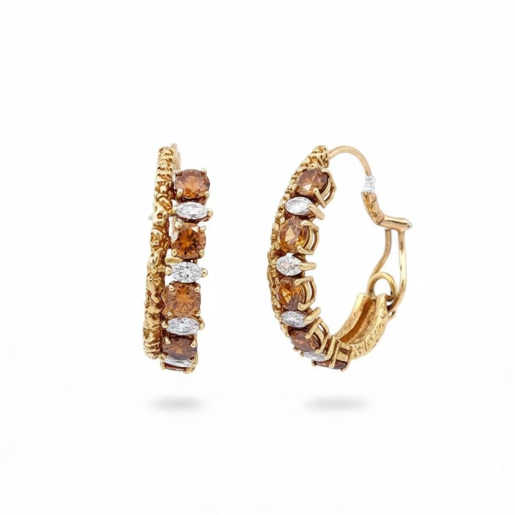 Van Cleef & Arpels Orange and White Diamond Clip Earrings, 1970s