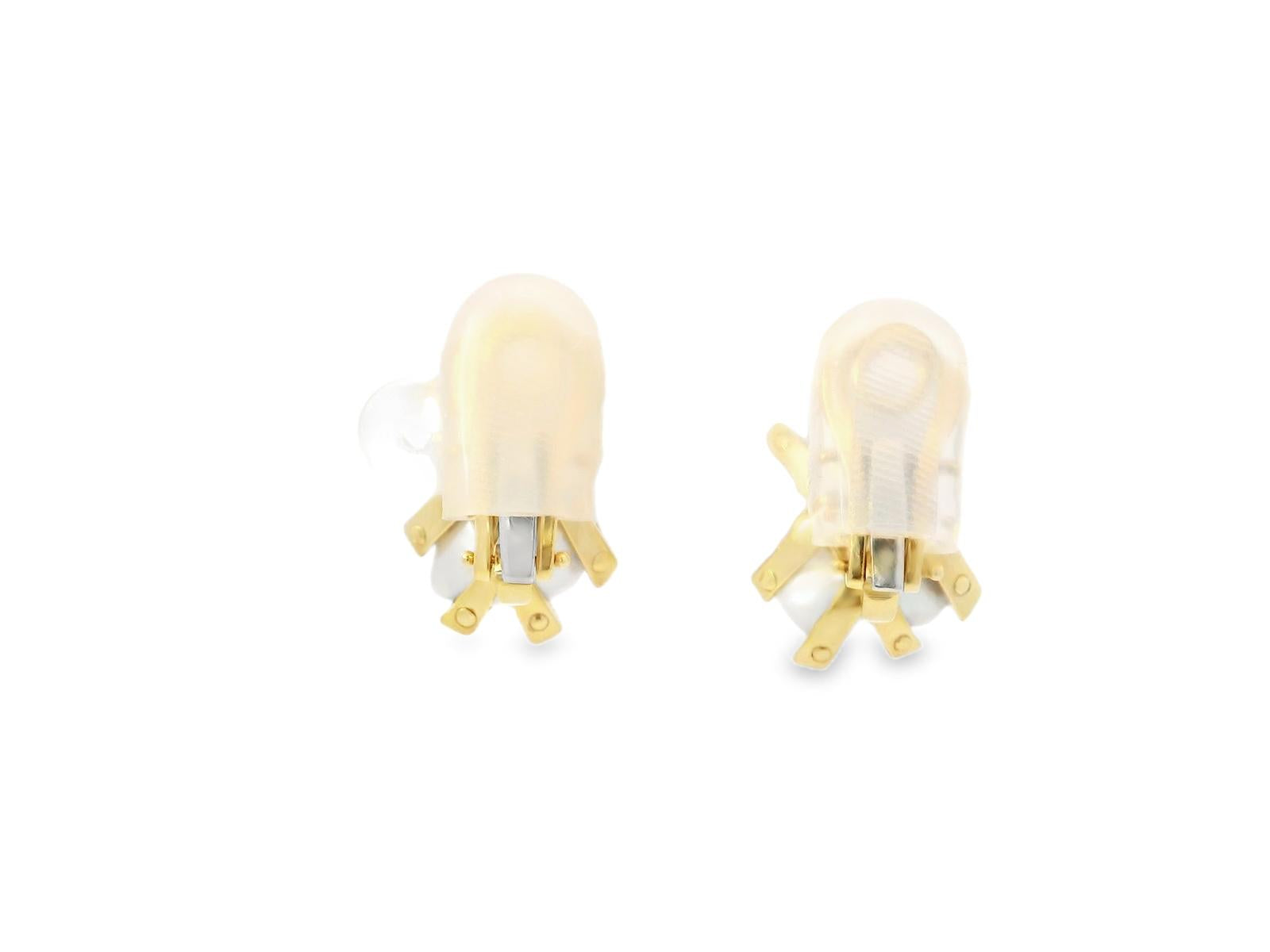 Platinum, Gold, Diamond, Yellow Sapphire, and Pearl Earrings