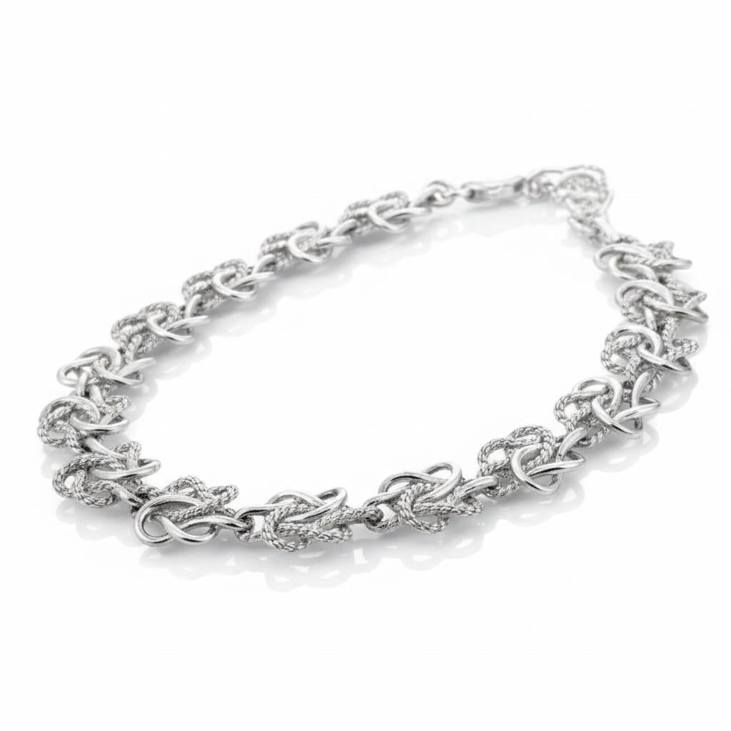 Hermès Braided Silver Link Necklace