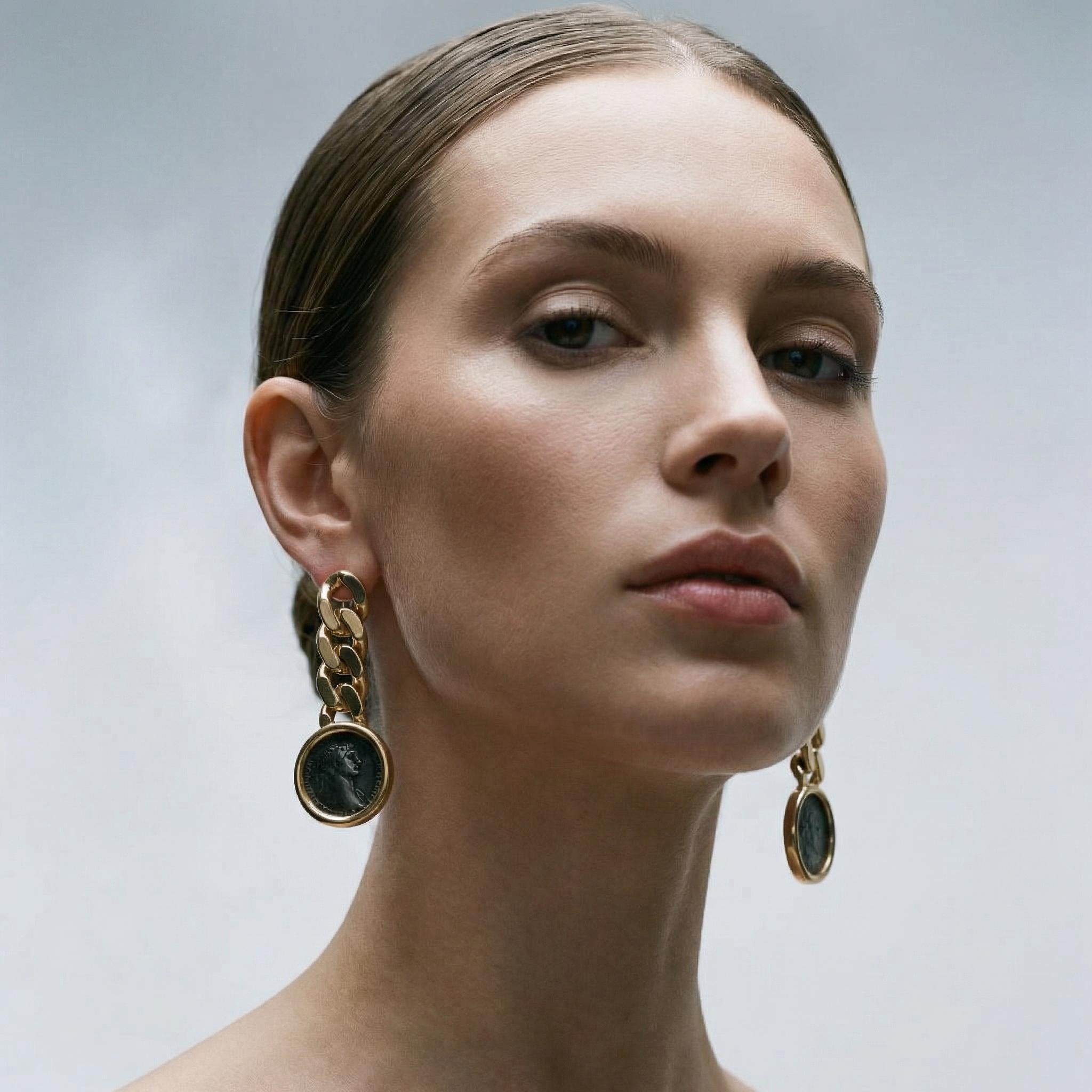 Bulgari “Monete” Ancient Coin Drop Earrings Rome, 1970s