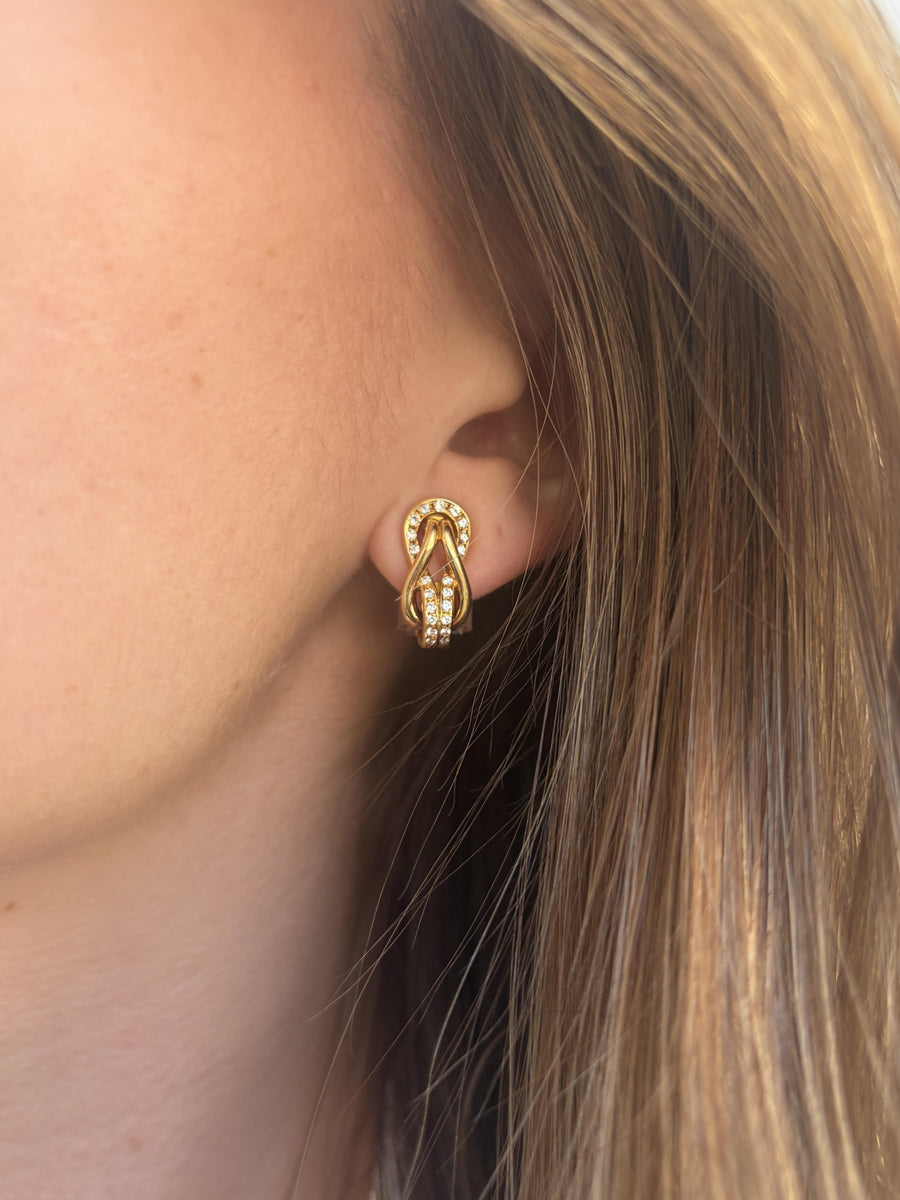 Cartier Diamond Knot Earrings in 18K Yellow Gold, second view