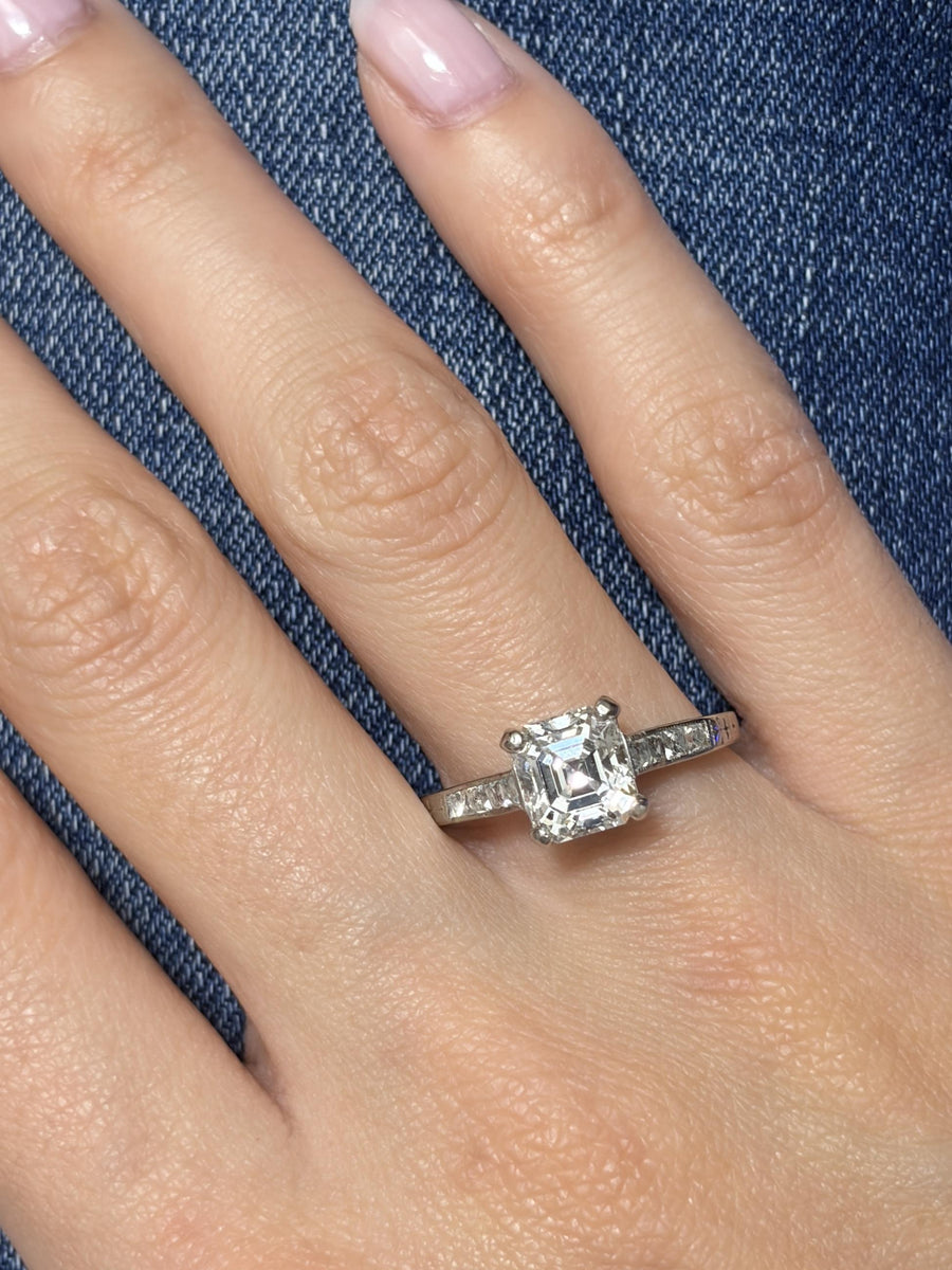 Tiffany & Co. Edwardian Step-Cut Diamond Ring in Platinum, second view
