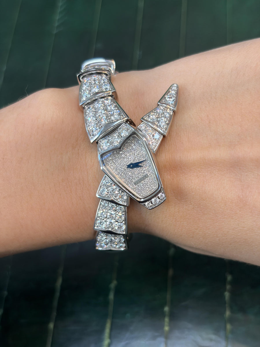 Bulgari Serpenti Scaglie Diamond Wristwatch in 18K White Gold, second view