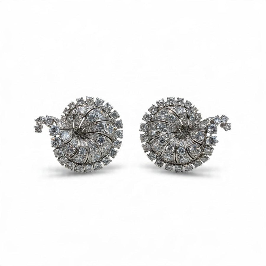 Chaumet Platinum and Diamond Swirl Earrings