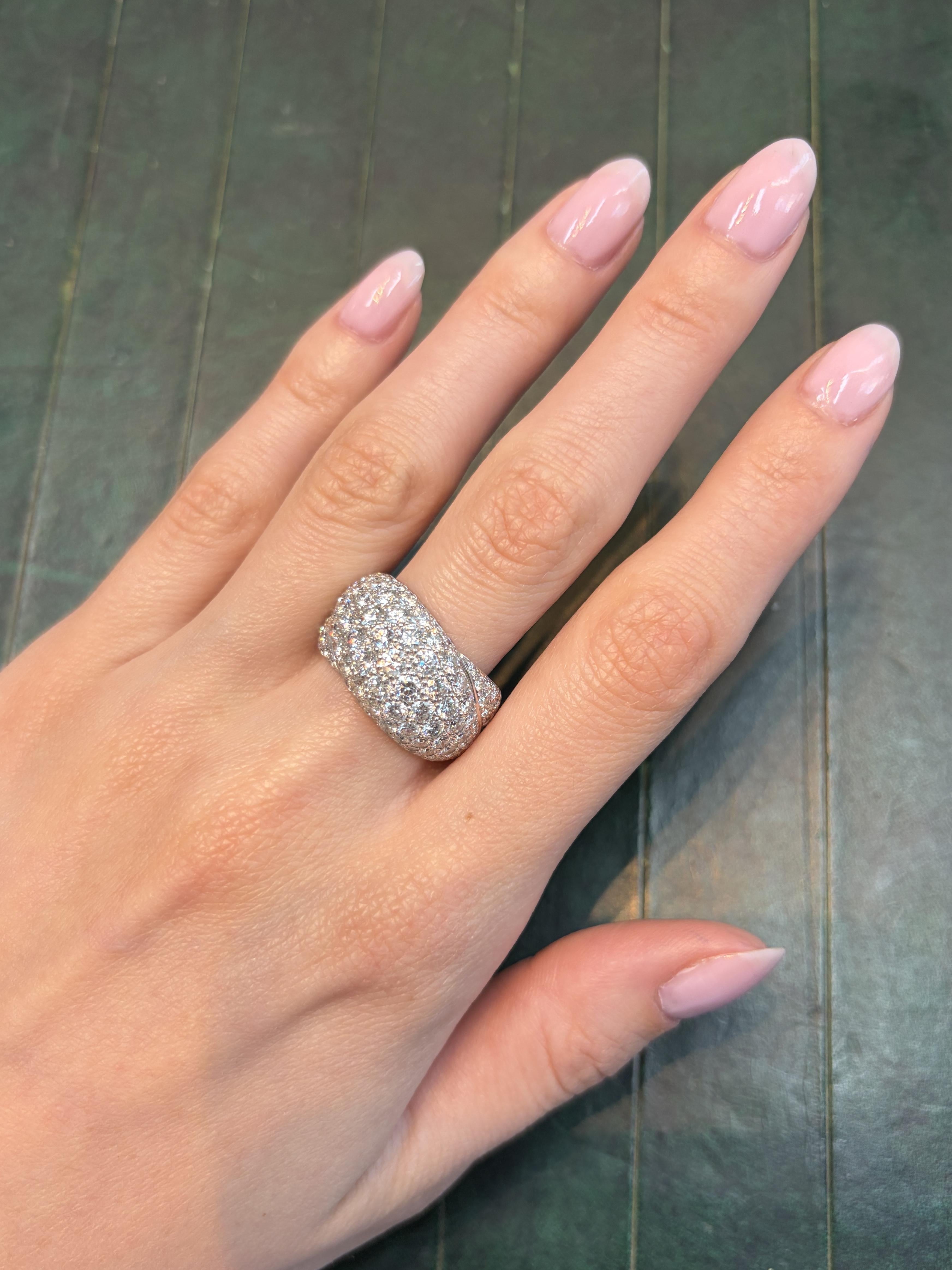 18k white gold and pave diamond ring by Cartier