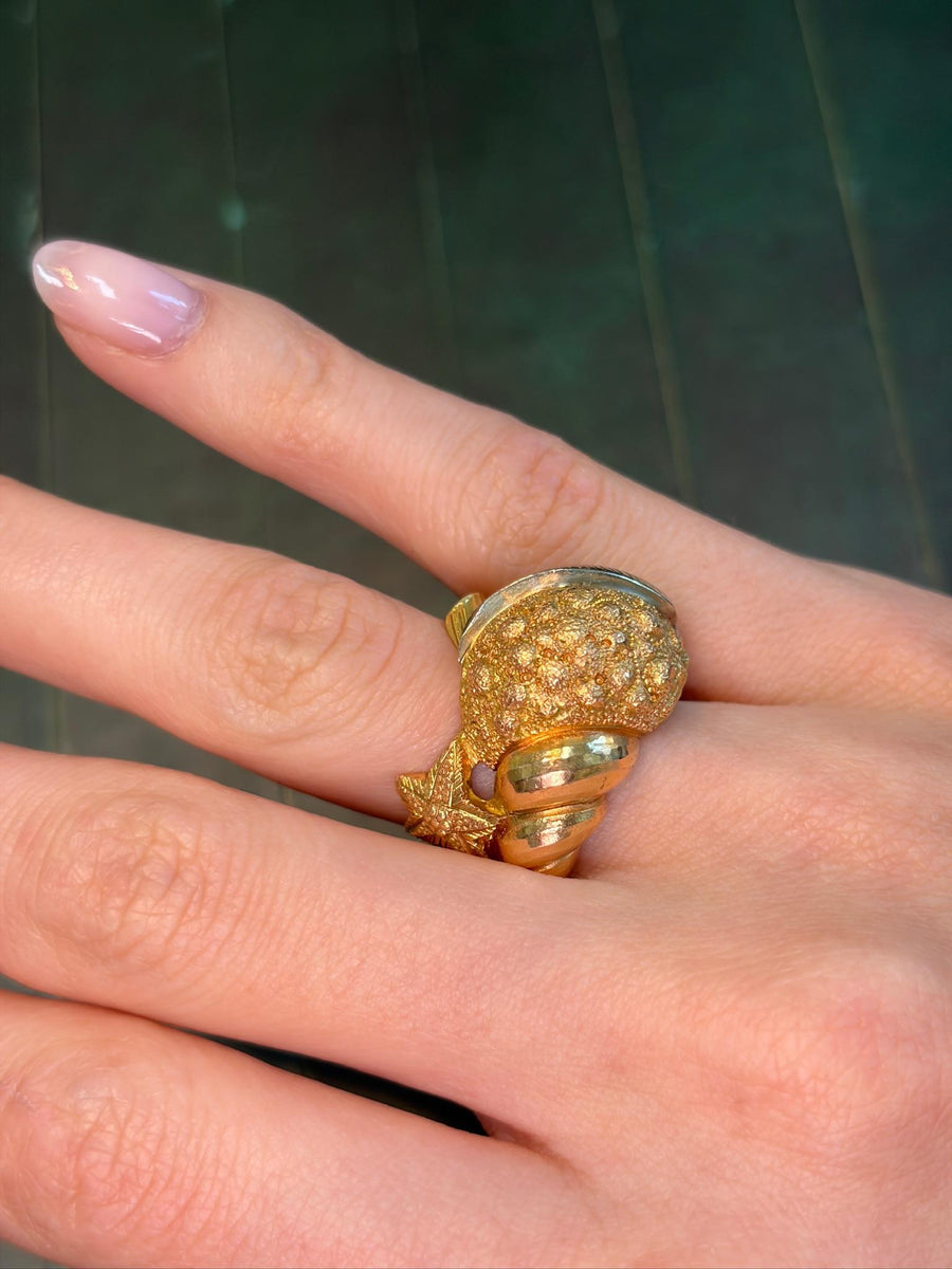 Tiffany & Co. Rare Marine Motif Three-Tone Gold Ring, second view