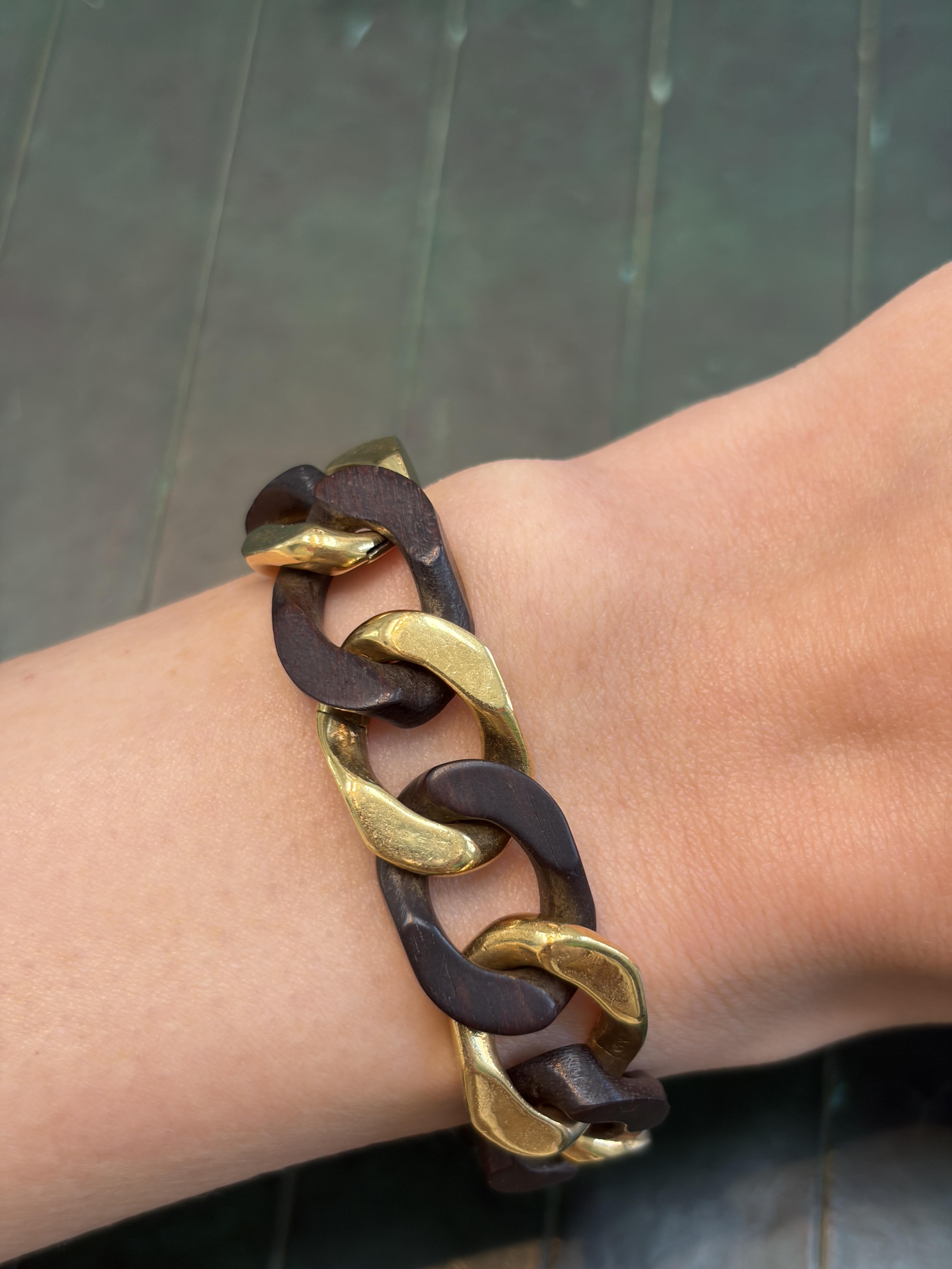 1970s Van Cleef & Arpels Gold and Wood Bracelet