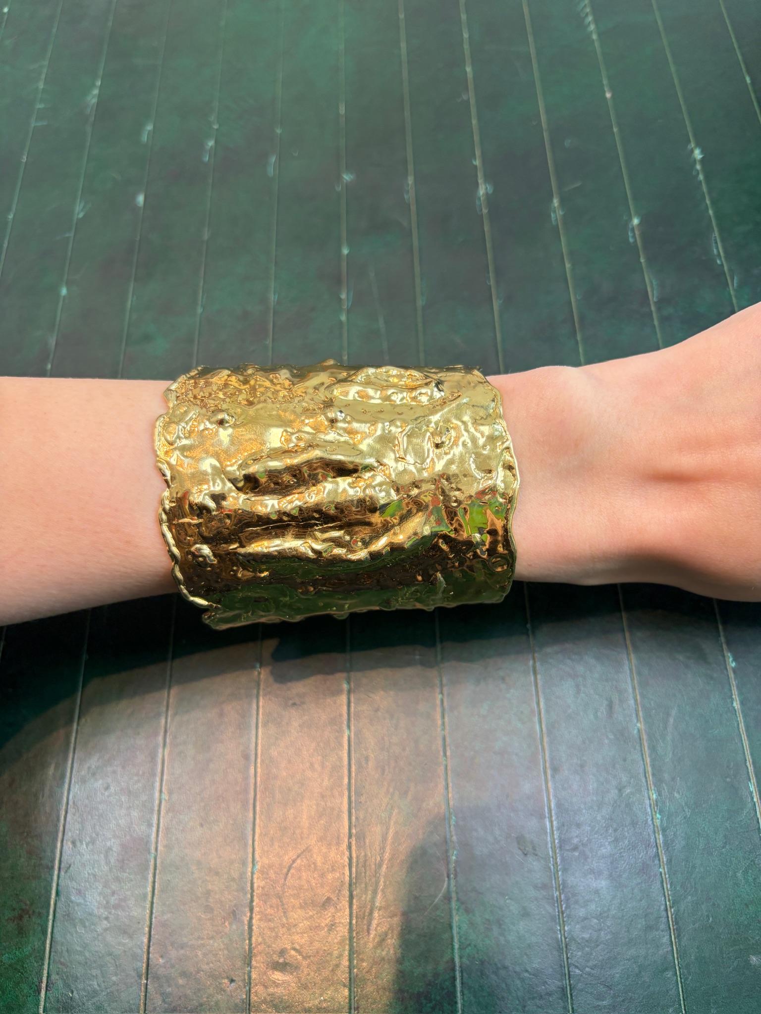 Vintage Van Cleef & Arpels “Manchette” Hammered Gold Cuff Bracelet