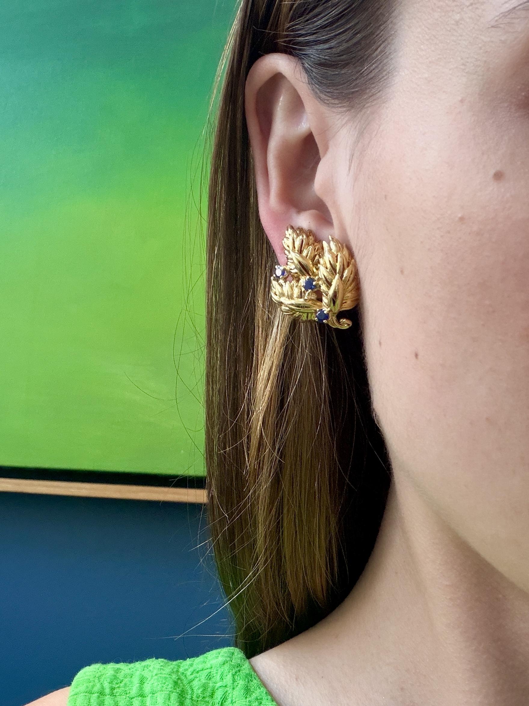 Tiffany & Co. Sapphire Leaf Earrings