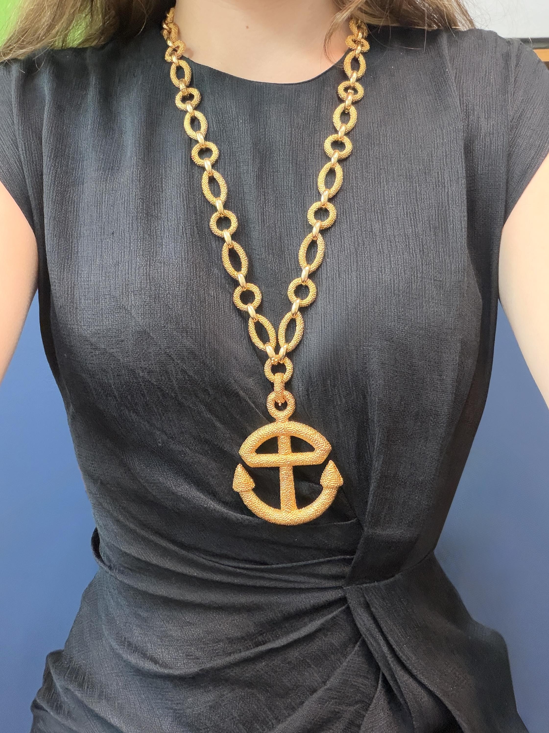 Van Cleef & Arpels Convertible Anchor Sautoir Necklace, 18K Gold, 1970s