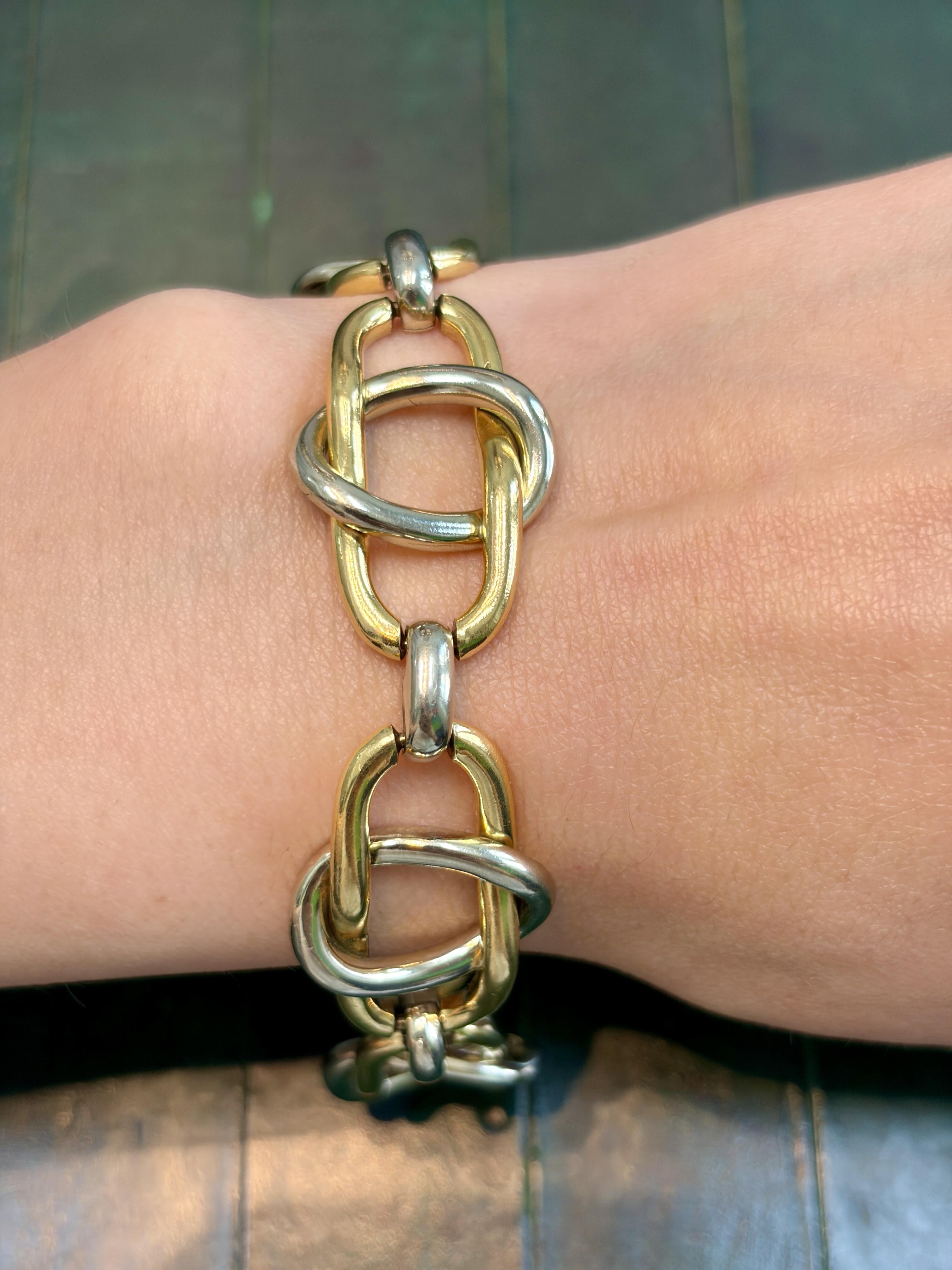 Bulgari 18K White and Yellow Gold Link Bracelet