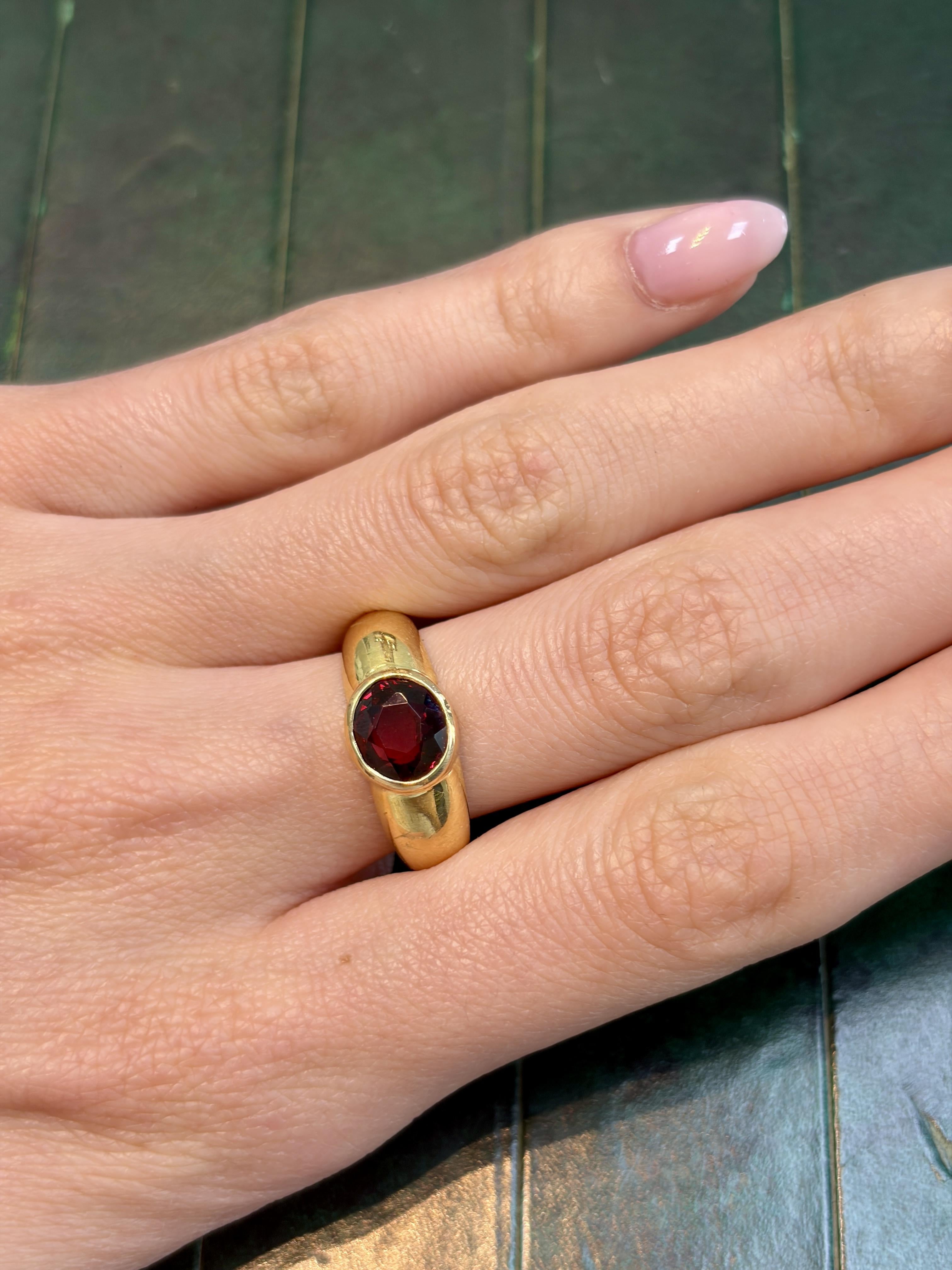 18K Gold French Tourmaline Ring