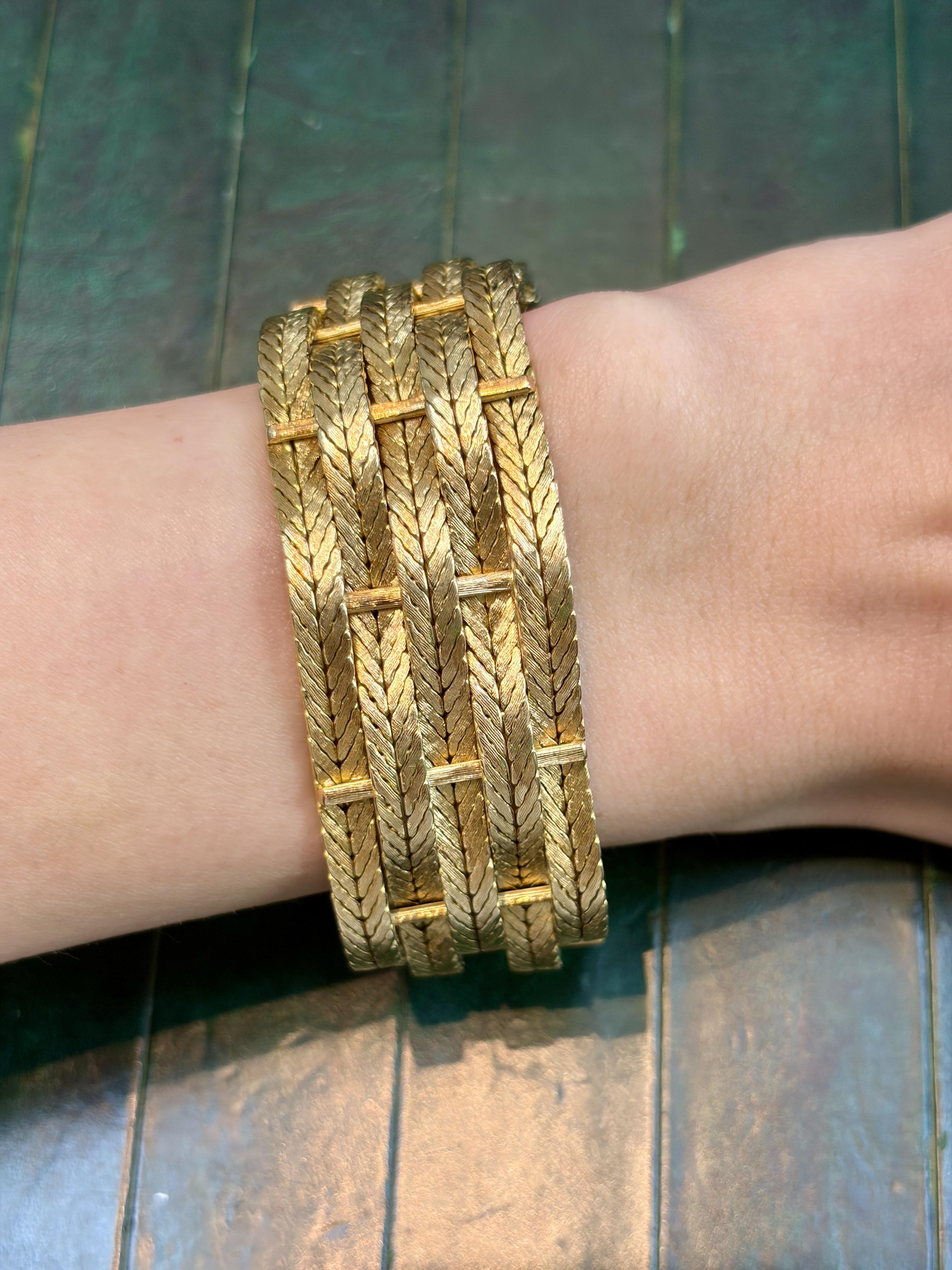 18K Yellow Gold Italian 1960's Woven Braided Bracelet