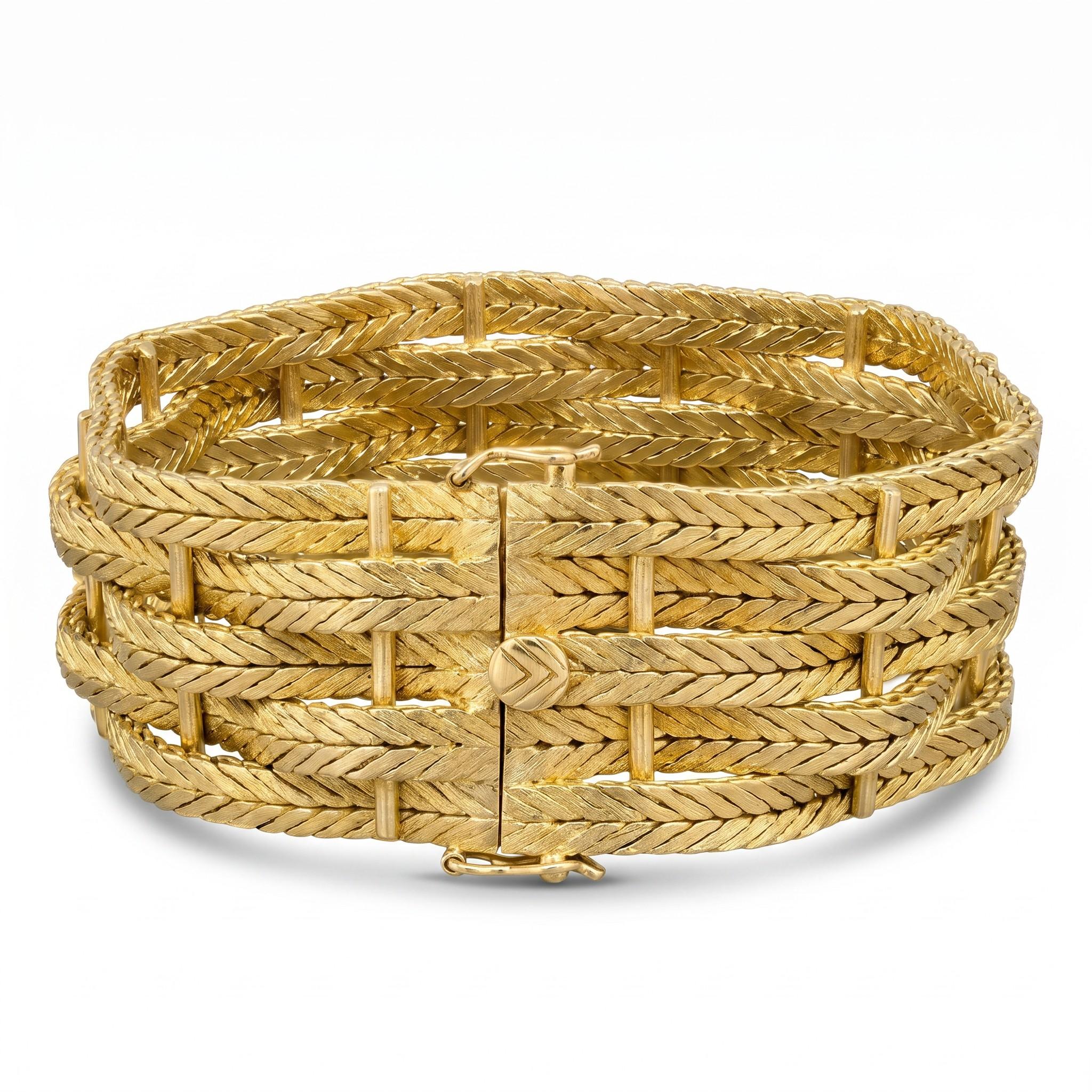 18K Yellow Gold Italian 1960's Woven Braided Bracelet