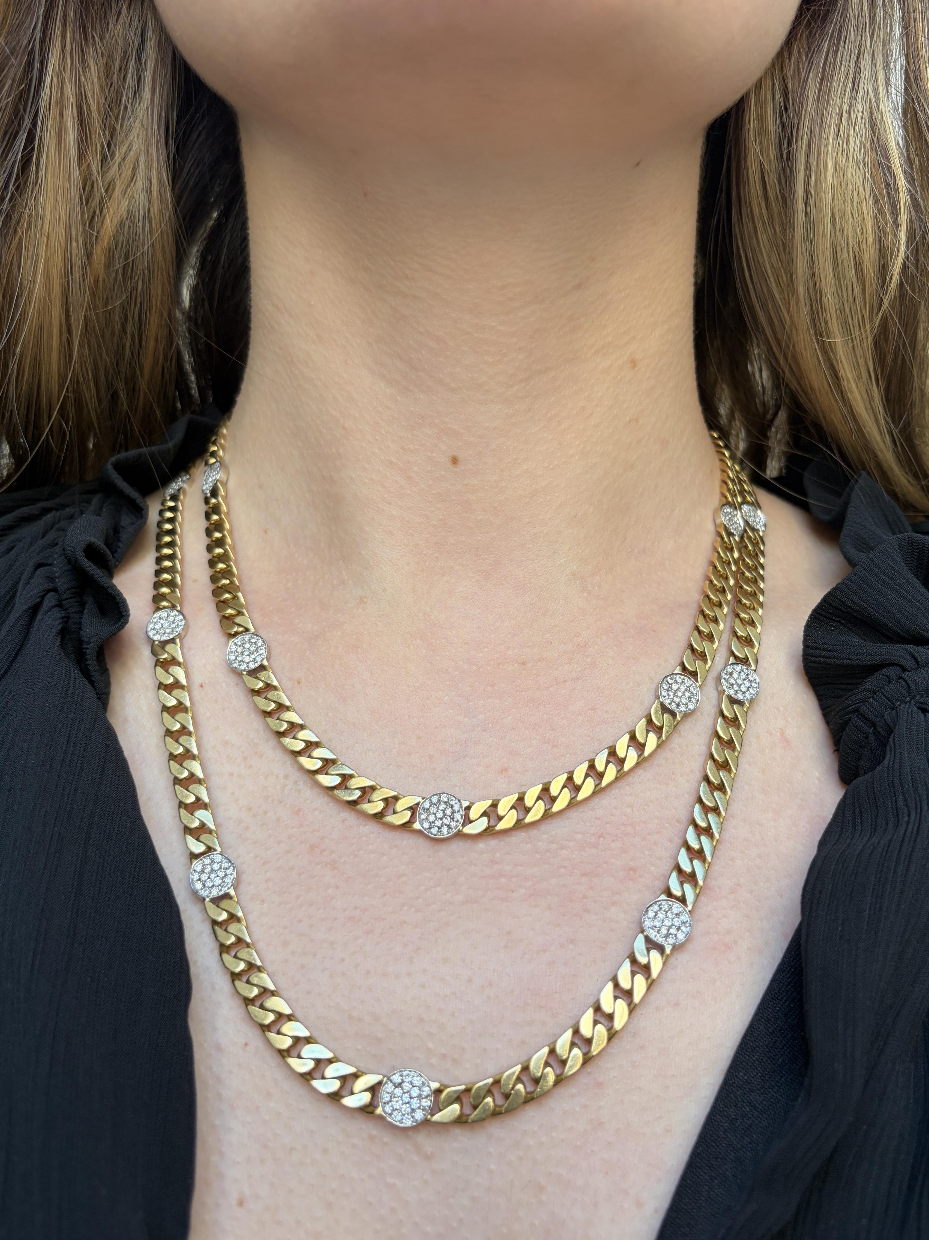 18K Gold Bulgari Diamond Long Chain Necklace