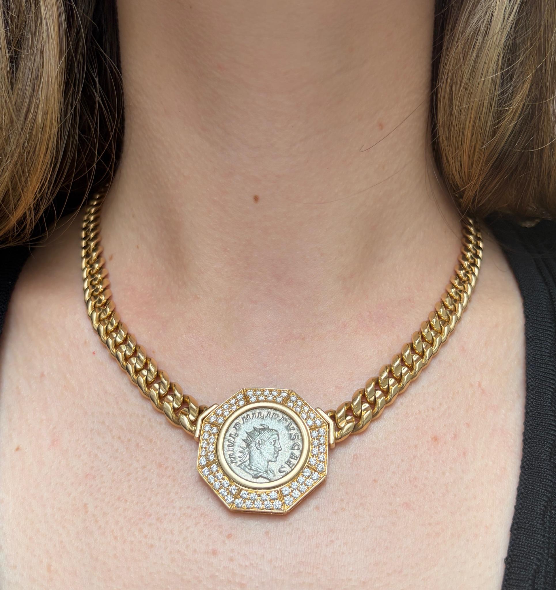 Bulgari Monete Diamond Coin Necklace