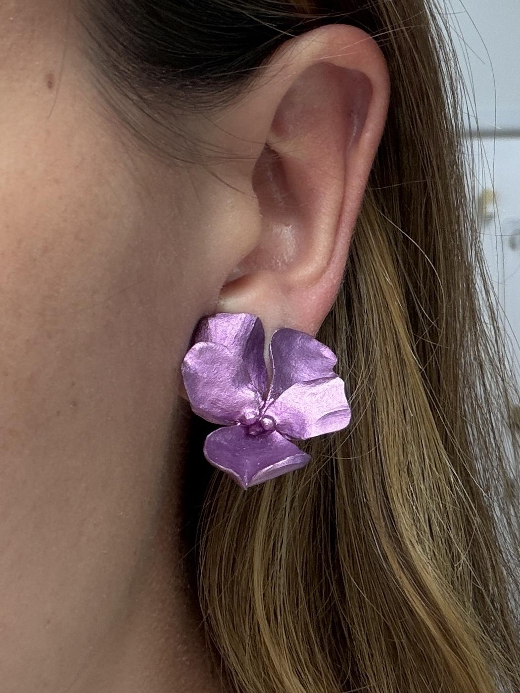 JAR Violet Aluminum Pansy Earrings