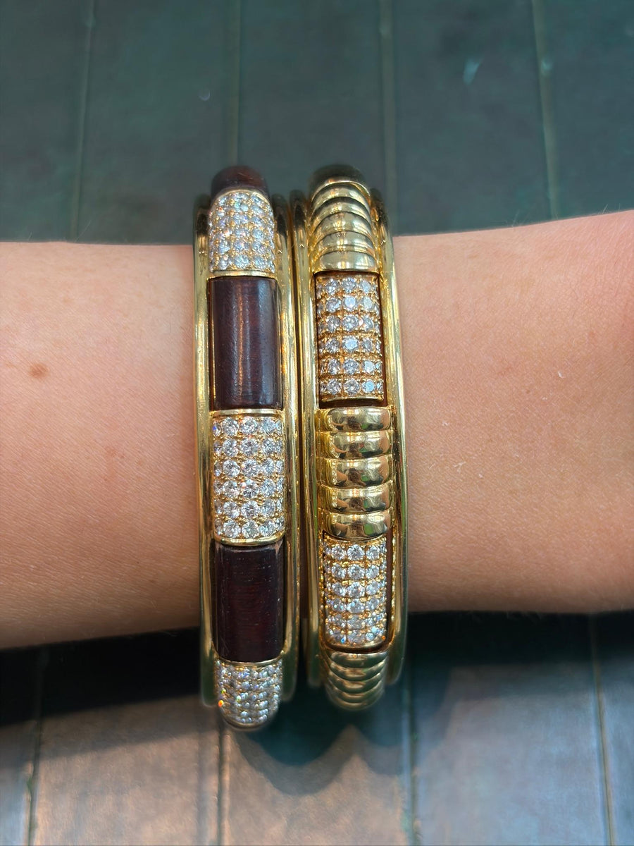 Boucheron Diamond, Lapis and Wood Convertible Bangle and Earring Suite, 18K Gold, second view
