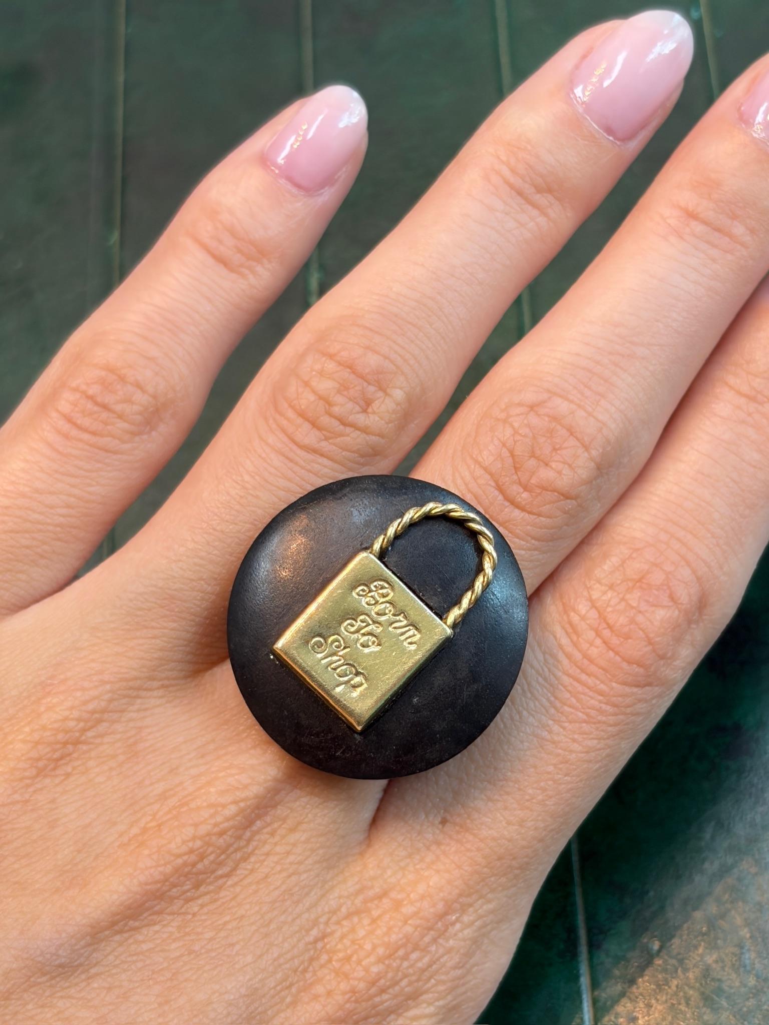 Born To Shop 14KY American 1960s Gold Wood Ring