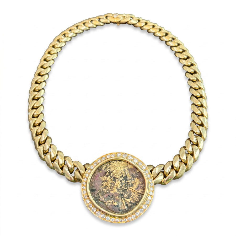 Bulgari Bronze Monete Diamond 18K Gold Necklace