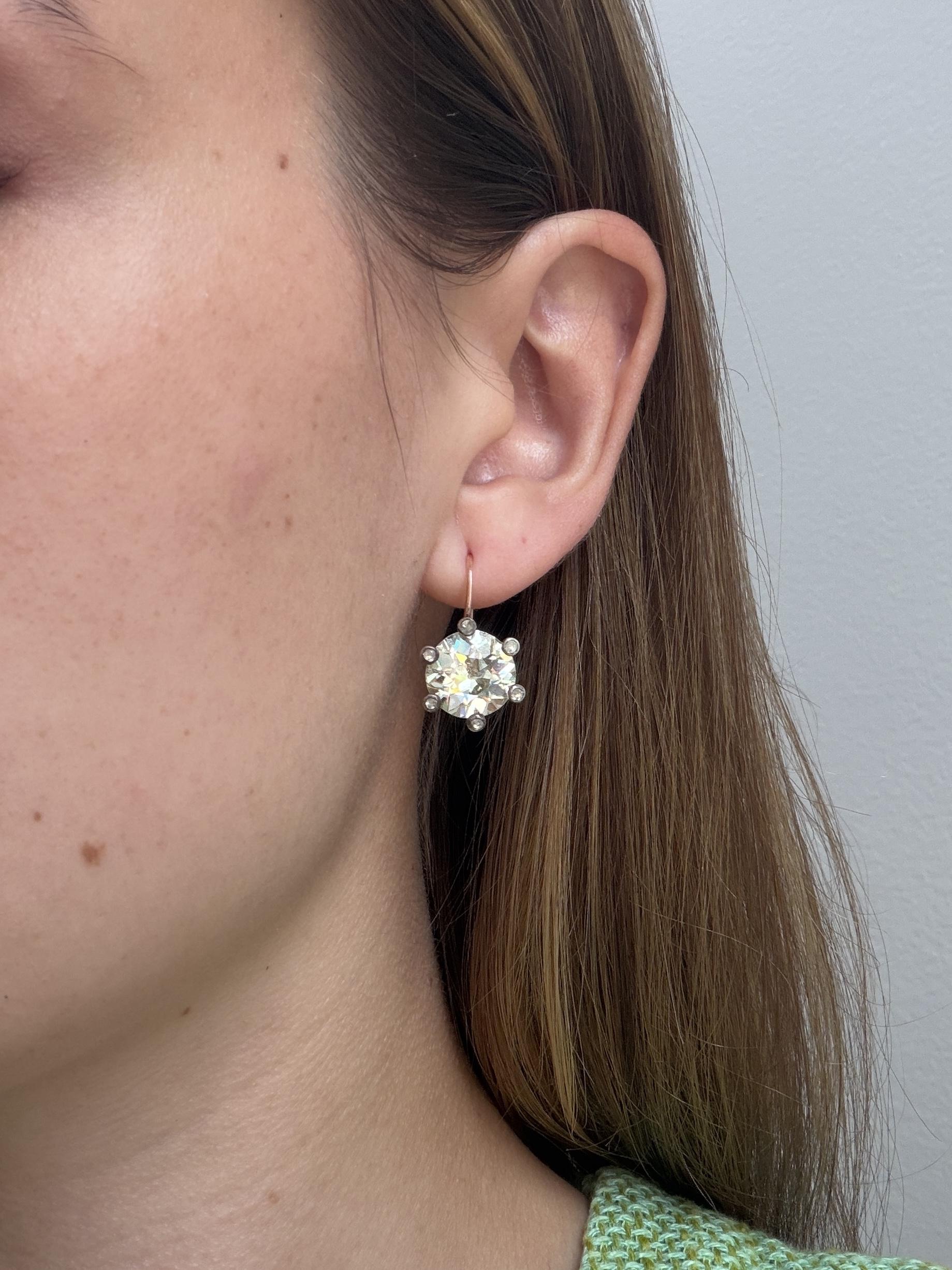 Old European Cut Diamond Dormeuse Earrings