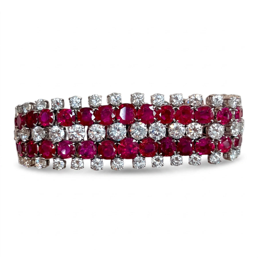 1960 Burmese Ruby and Diamond Bracelet in White Gold