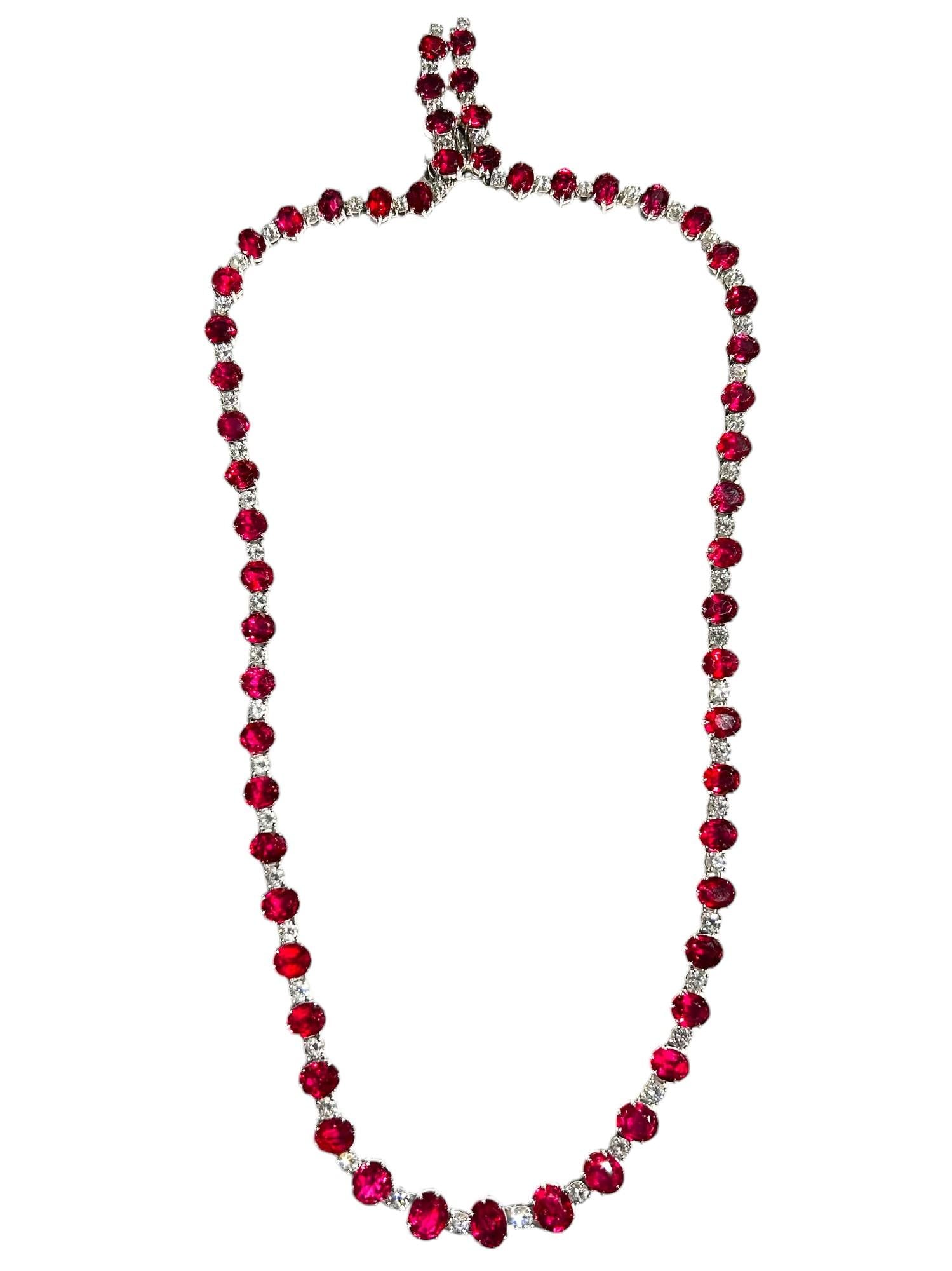 A 18k white gold Ruby 51.09 ct and diamond Necklace