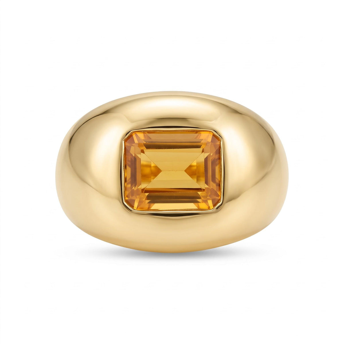 1980s Ostag Studio Bombé Citrine and Diamond Gold Ring