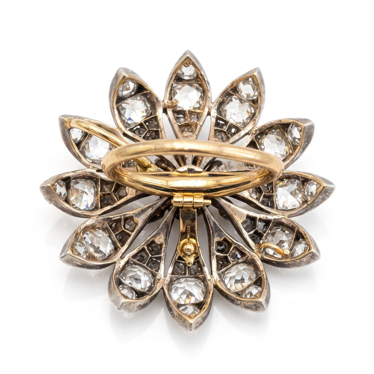 Victorian Old Mine Cut Diamond Floral Ring Pendant