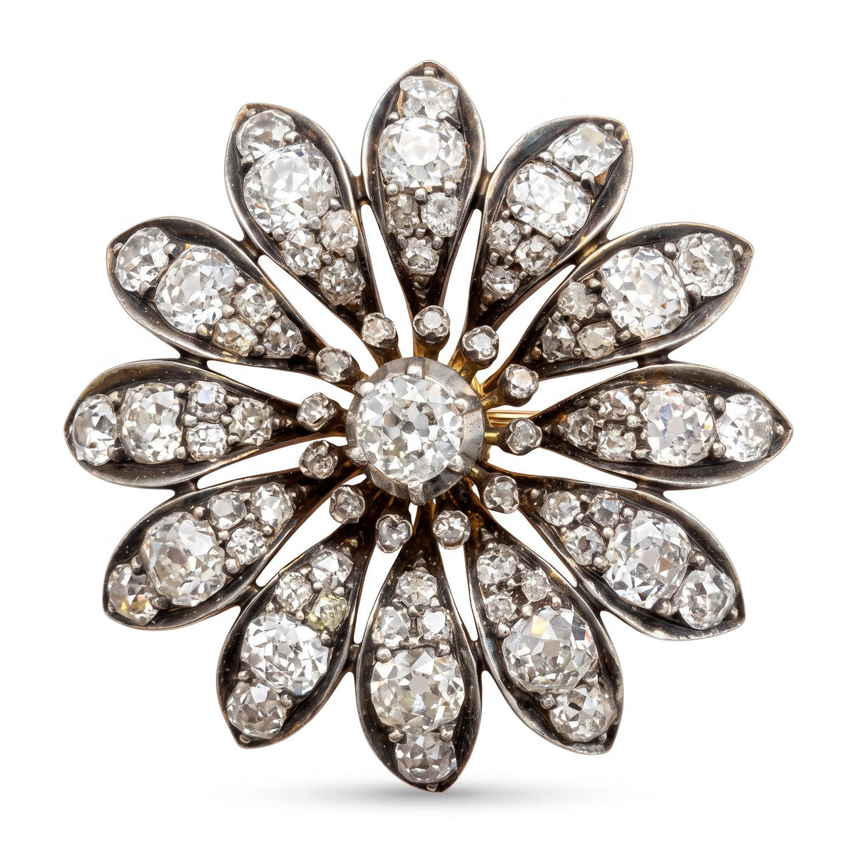 Victorian Old Mine Cut Diamond Floral Ring Pendant