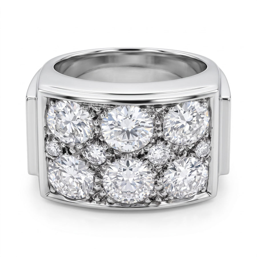 1930s French Art Deco Platinum and Old European-Cut Diamond Ring
