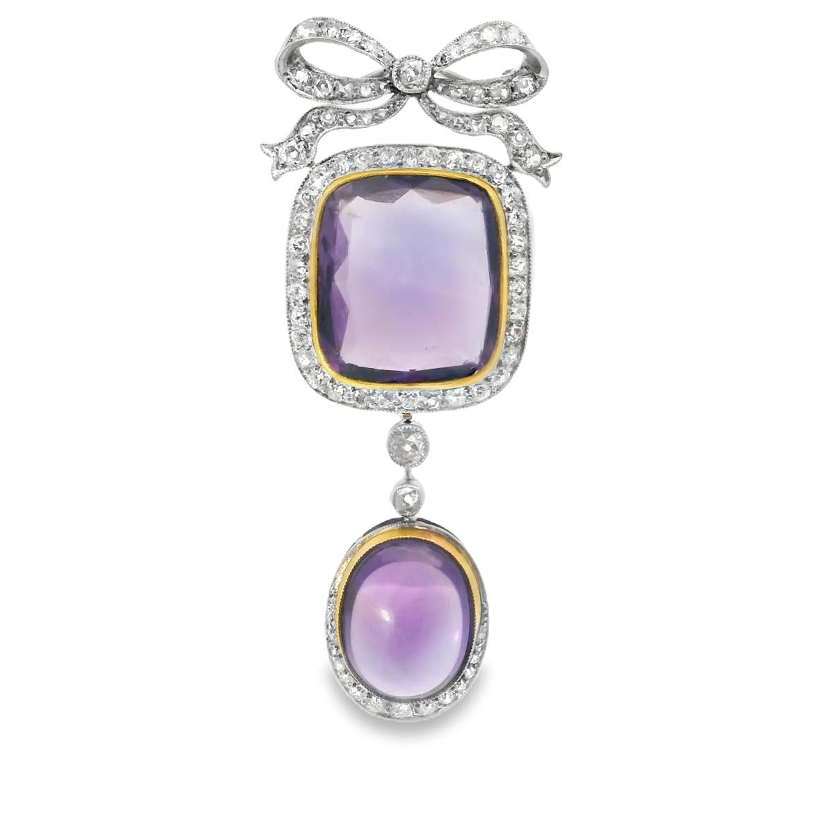 Platinum Belle Epoque Amethyst Diamond Pendant